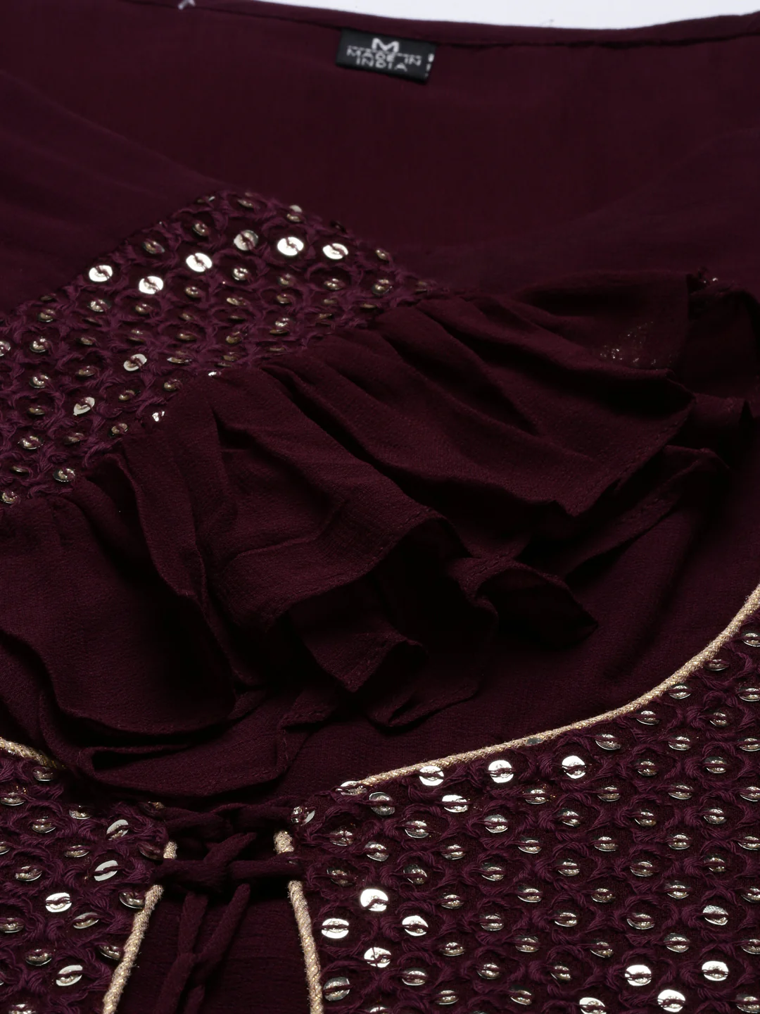 Neerus Wine Color Georgette Fabric Suit-Short Anarkali - Image 9