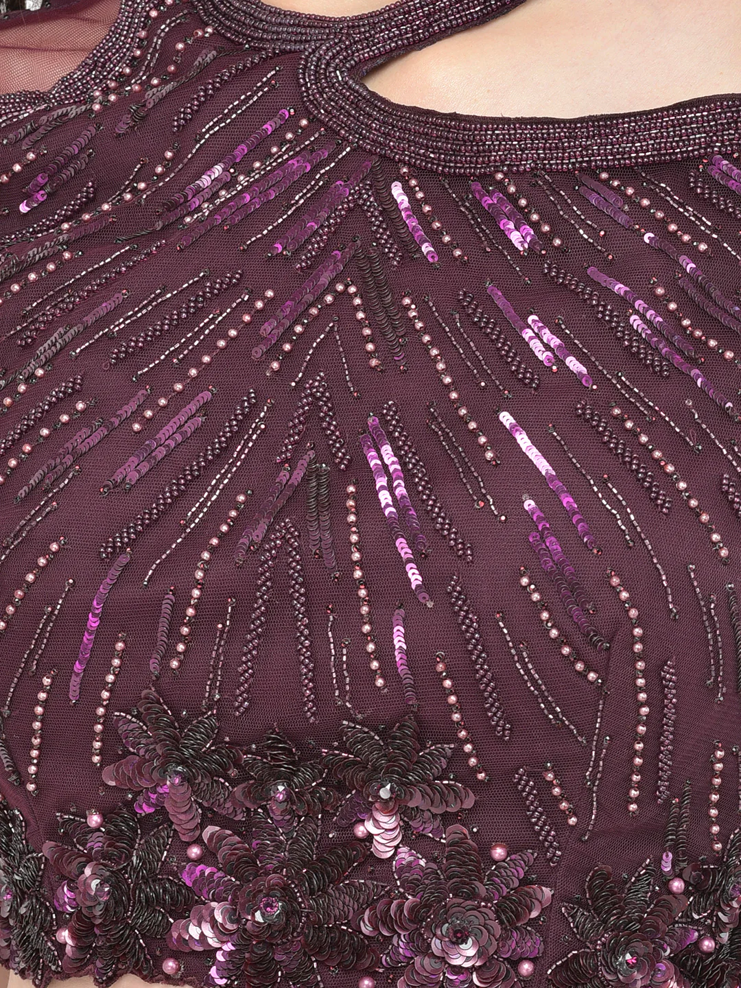 Neerus Wine Color Nett Fabric Lehenga Choli - Image 5