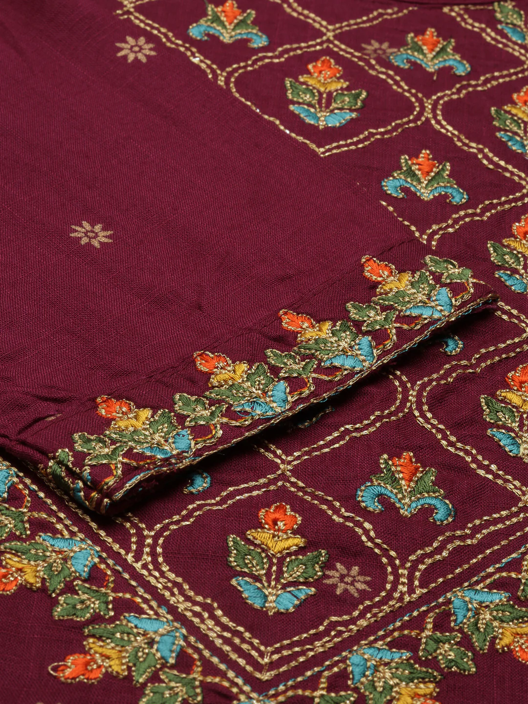 Neerus Wine Color Rayon Fabric Kurta - Image 7