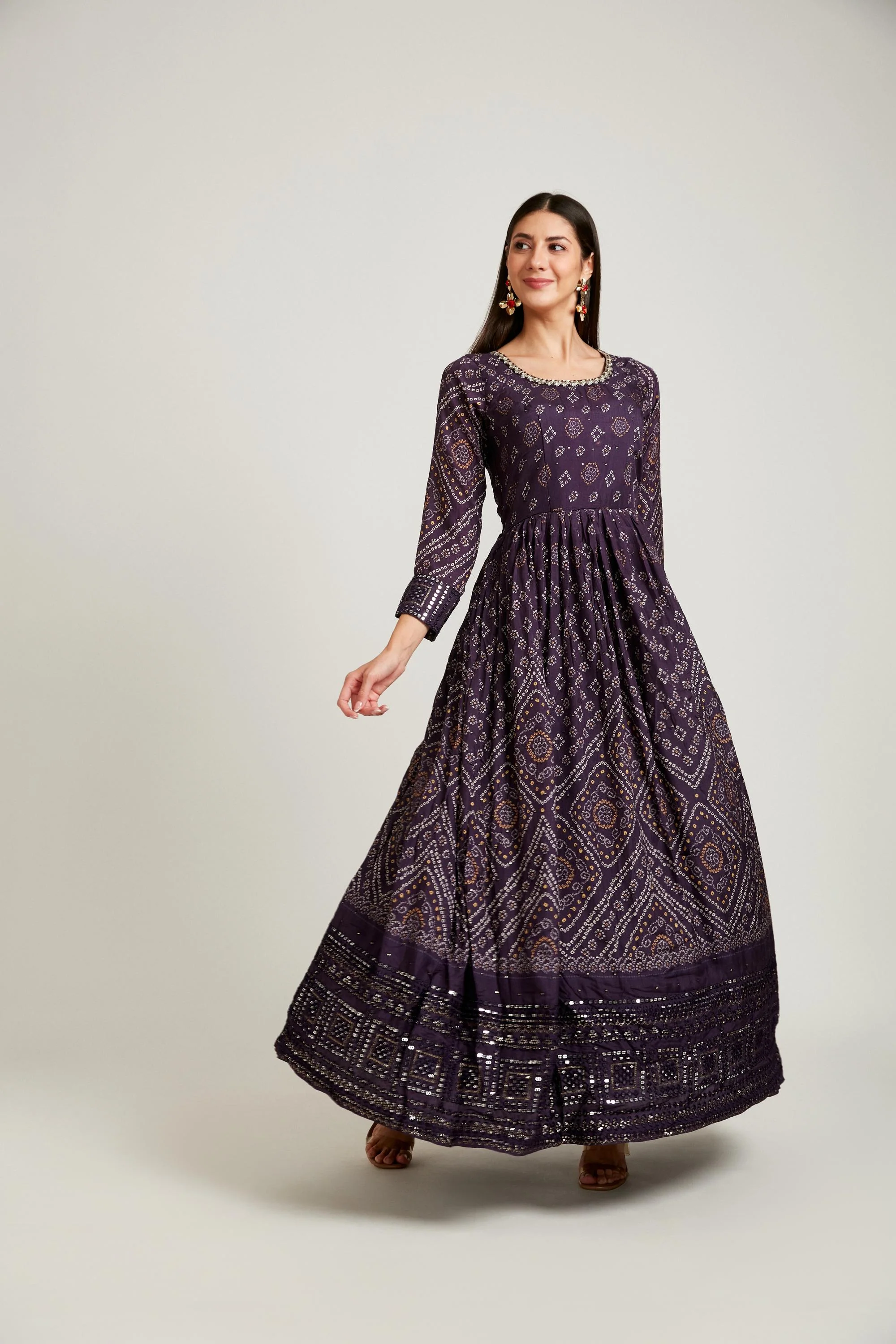 Neerus Wine Color Silk Fabric Salwar Kameez - Image 2