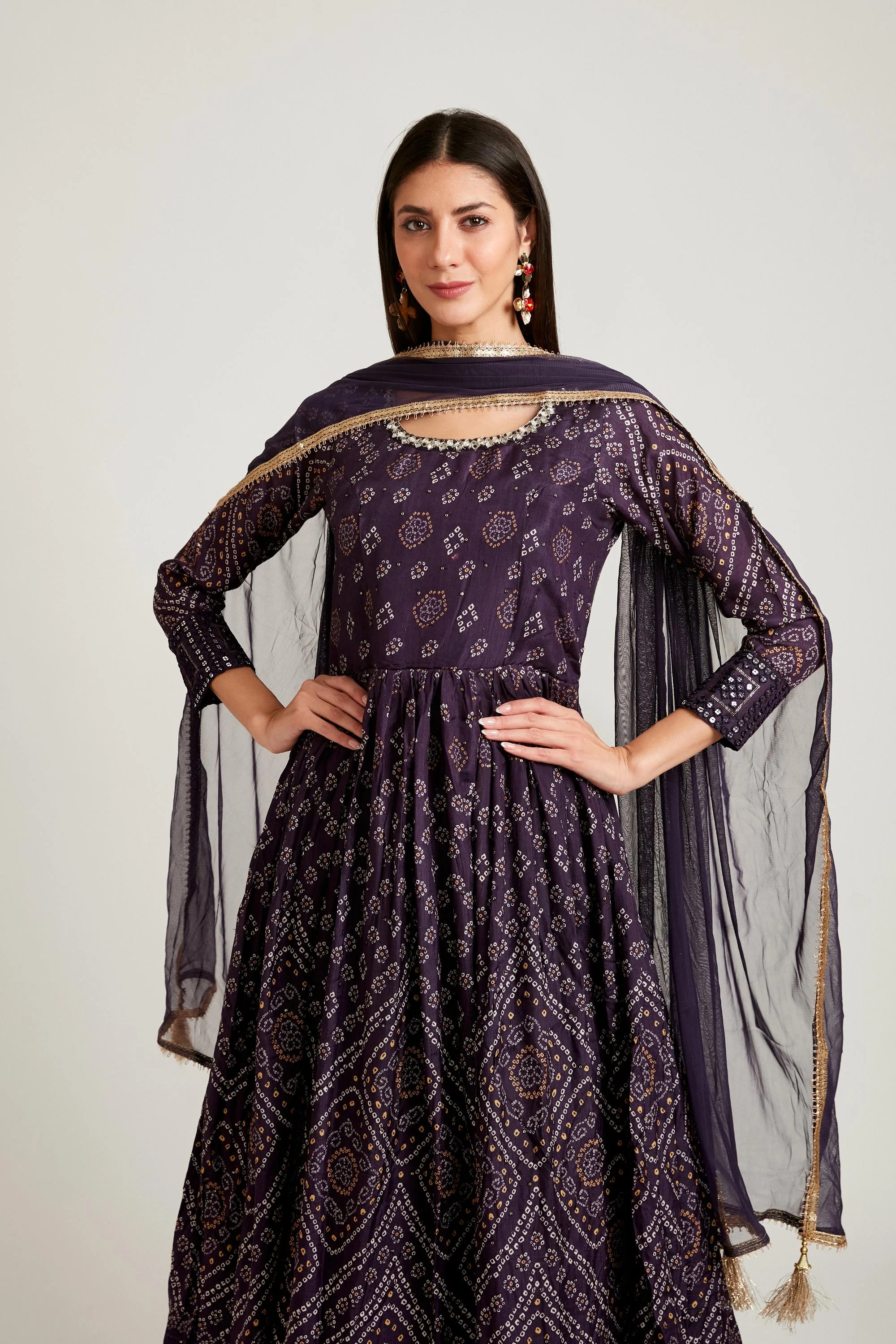 Neerus Wine Color Silk Fabric Salwar Kameez - Image 5