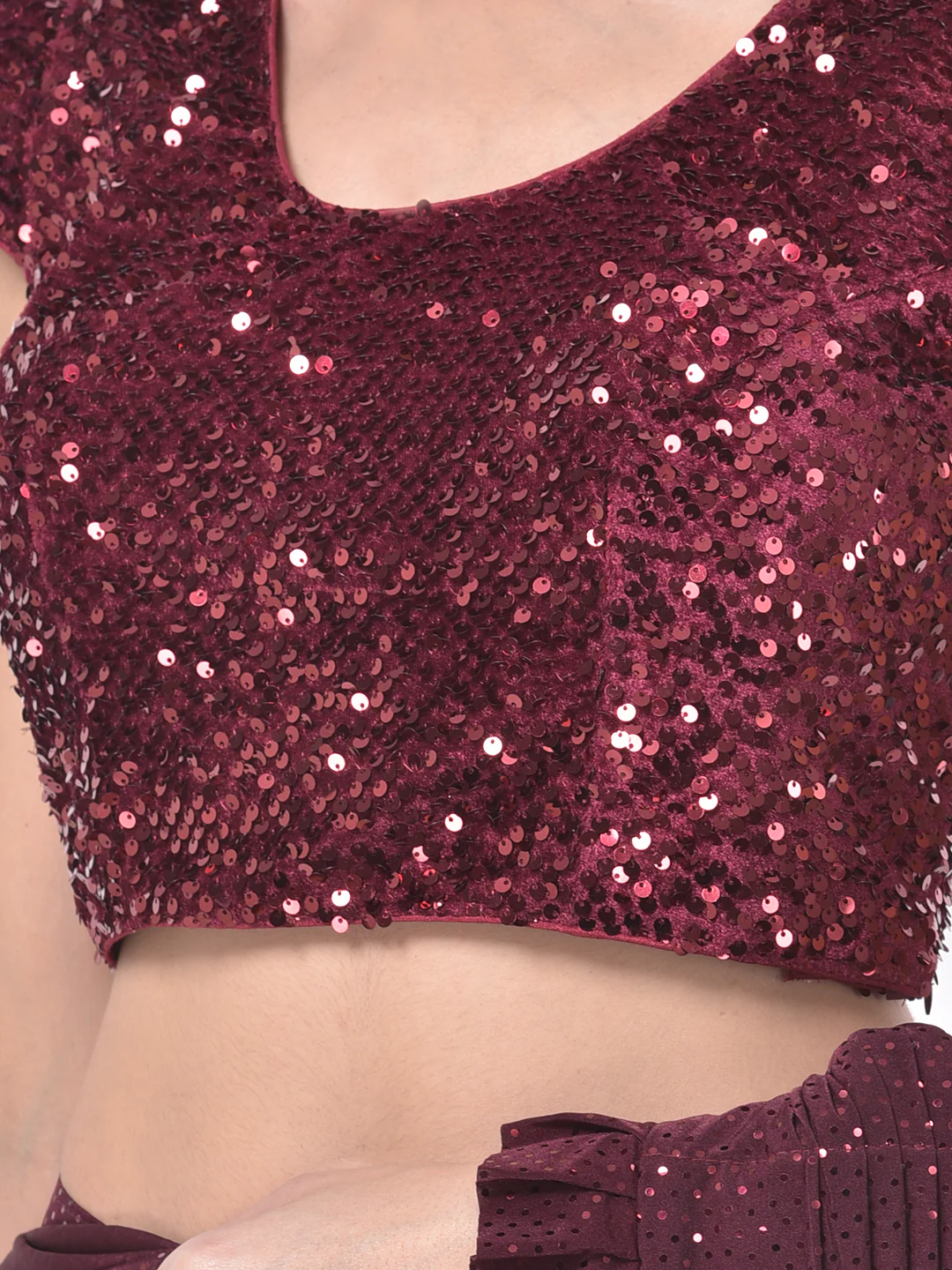 Neerus Wine Embellished Ready To Wear Saree With Blouse - Image 3