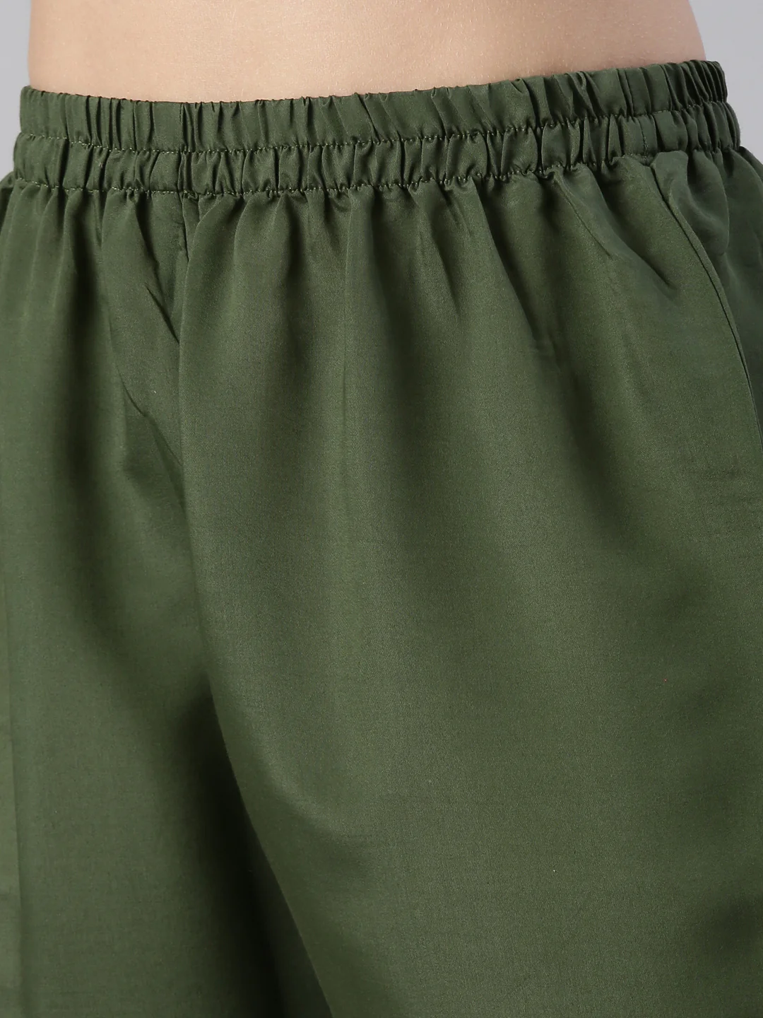 Neerus Women B Green Yoke Design Calf Length Kurta And Trousers With Dupatta - Image 6