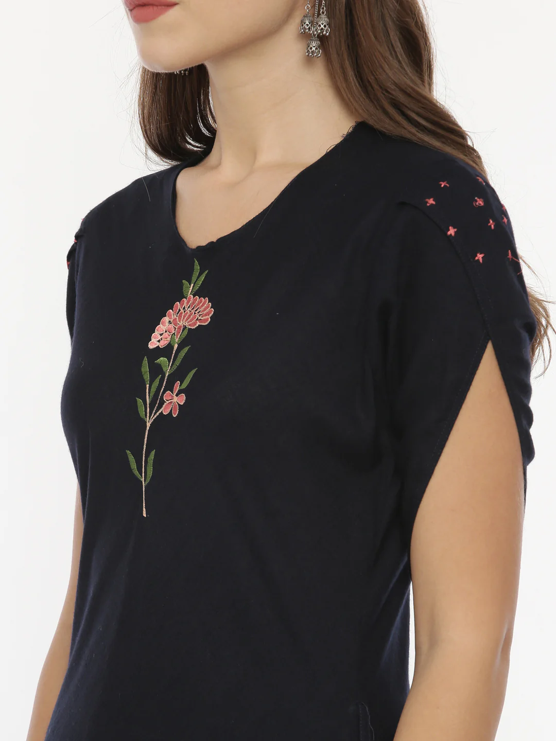 Neerus Women Baby Pink Color Cotton Fabric Tunic "46" - Image 2