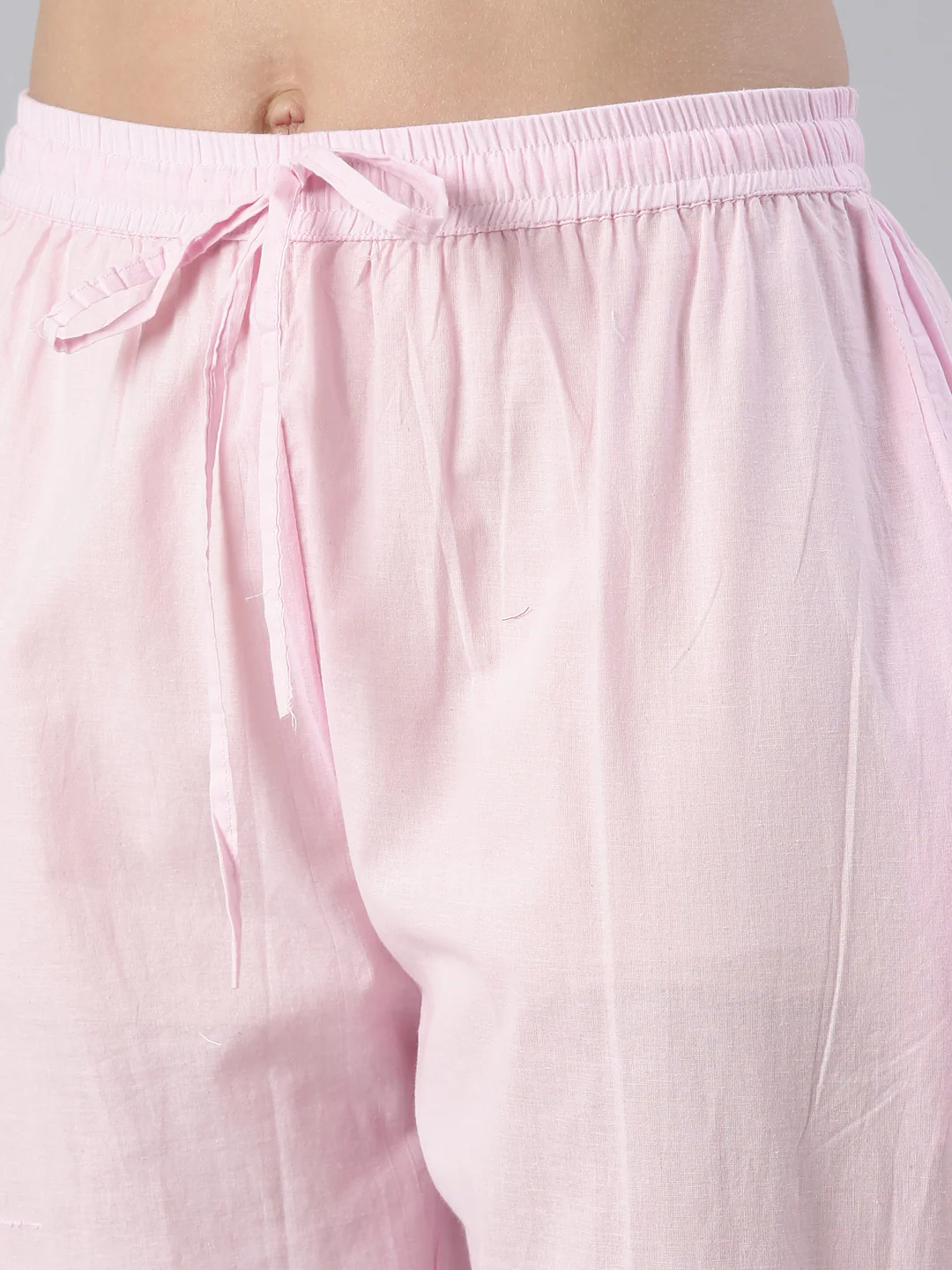 Neerus Women Baby Pink Yoke Design Calf Length Kurta And Trousers With Dupatta - Image 6