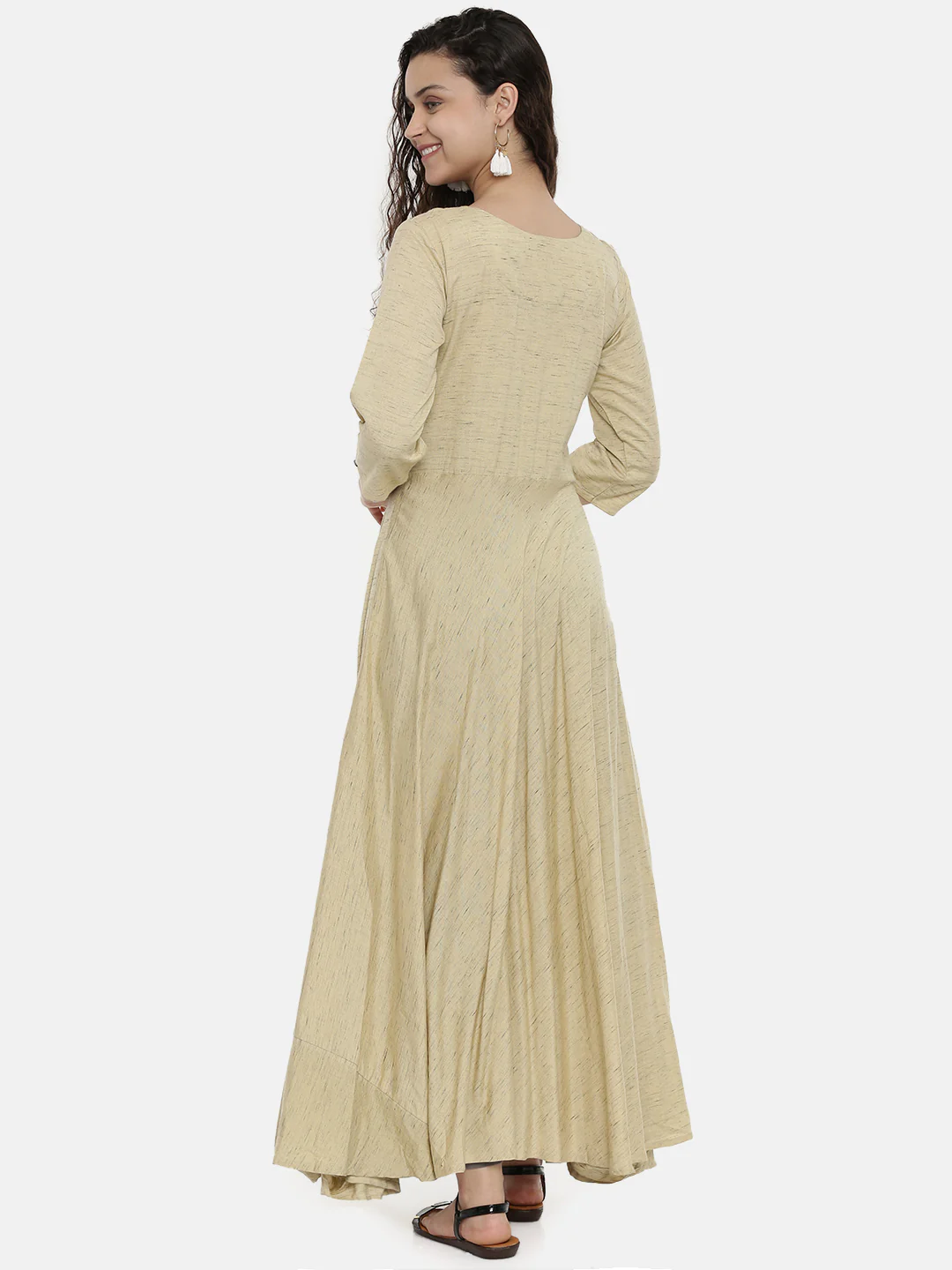 Neerus Women Beige Embroidered A-Line Kurta - Image 4