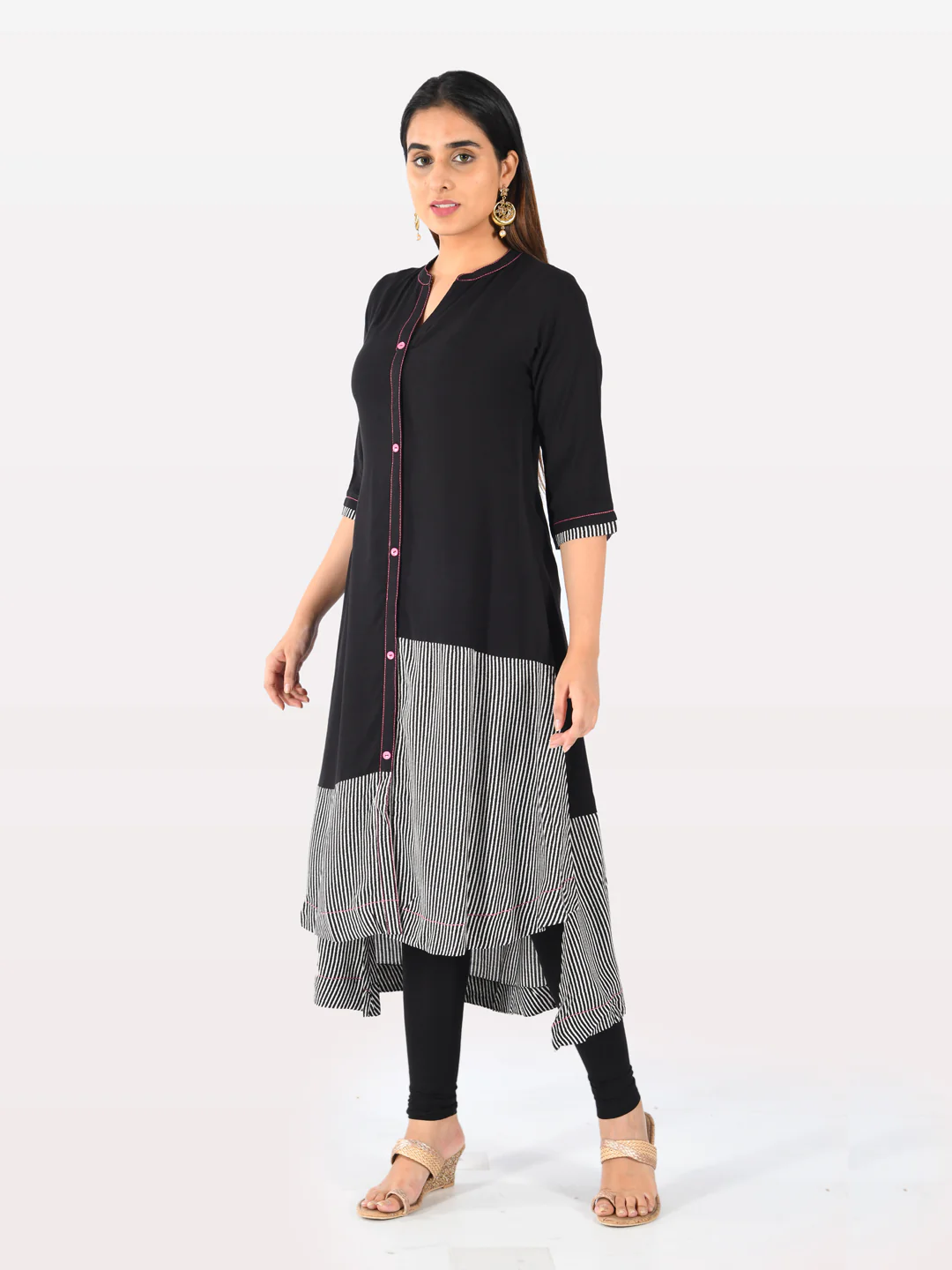 Neerus Women Black Color Rayon Fabric Tunic 48 - Image 4
