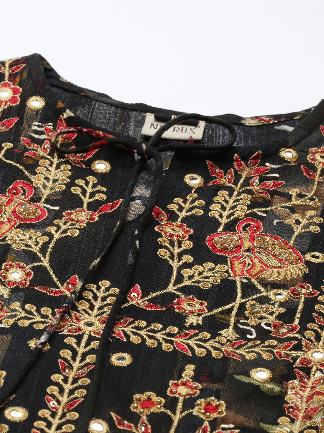 Neerus Women Black Ethnic Motifs Embroidered Floral Anarkali Kurta - Image 4