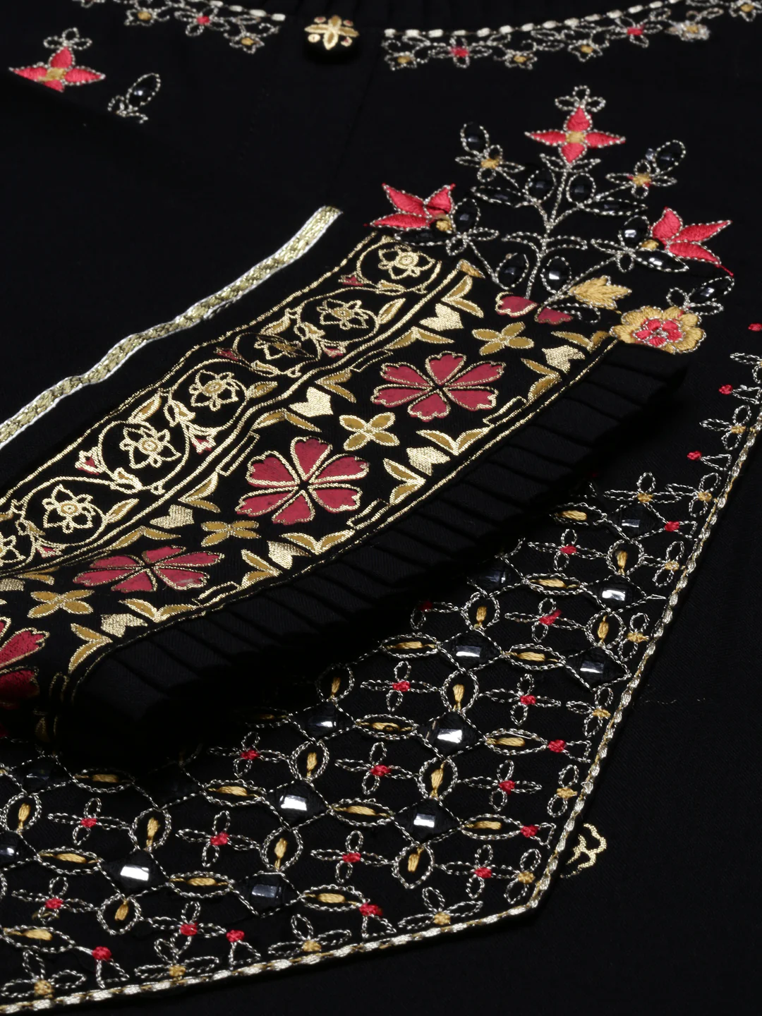 Neerus Women Black Floral Kurta - Image 3