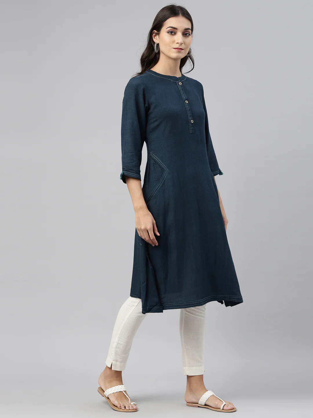 Neerus Women Blue A-Line Kurta - Image 2