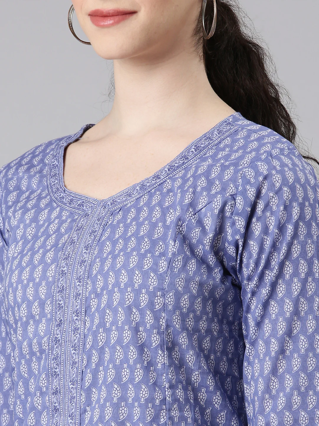 Neerus Women Blue Anarkali Kurta and Trousers With Dupatta - Image 4