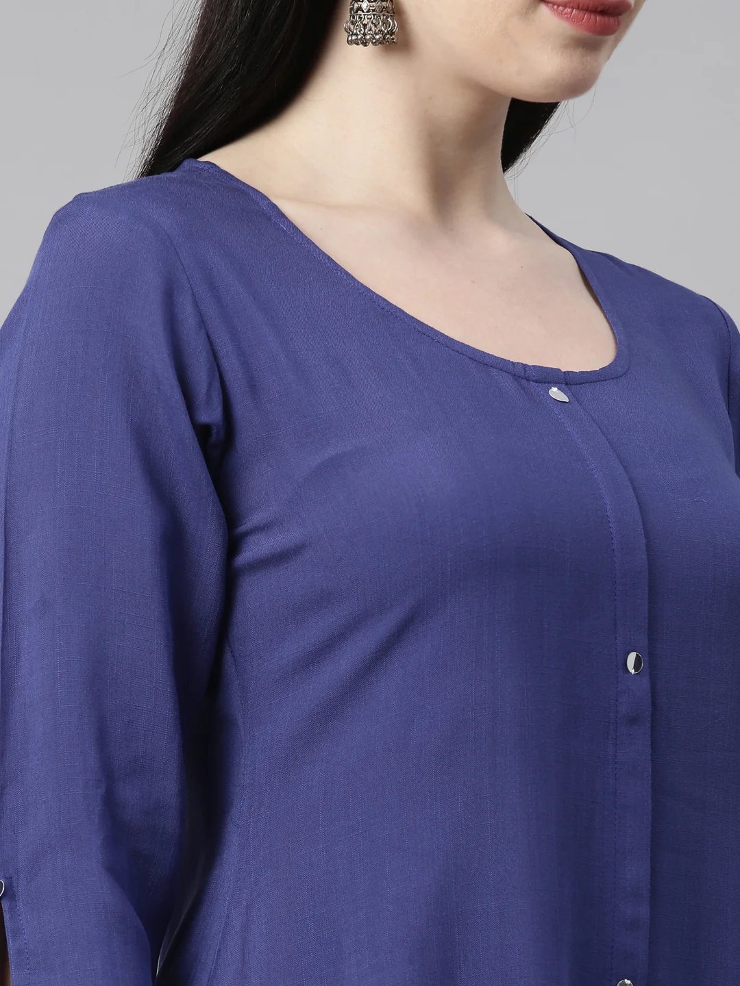 Neerus Women Blue Embroidered Kurta - Image 5
