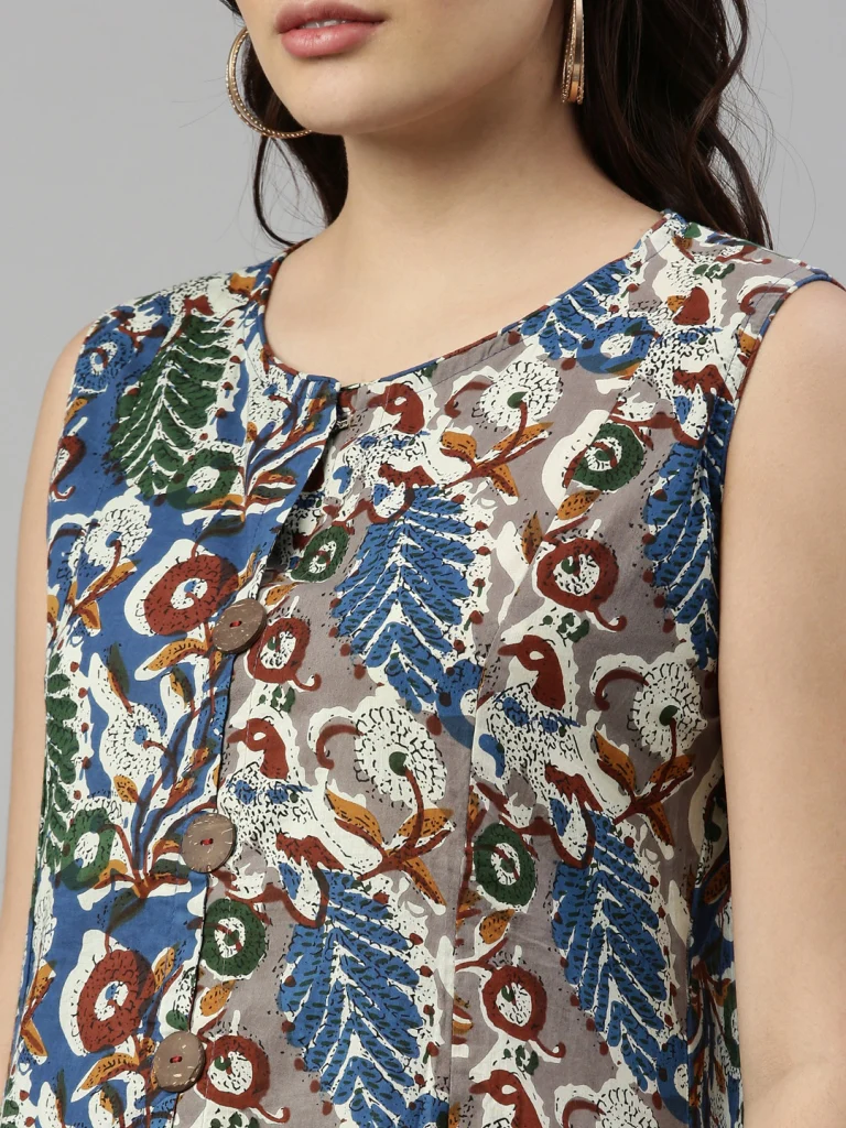 Neerus Women Blue  Multicoloured Floral Printed Kurta - Image 5