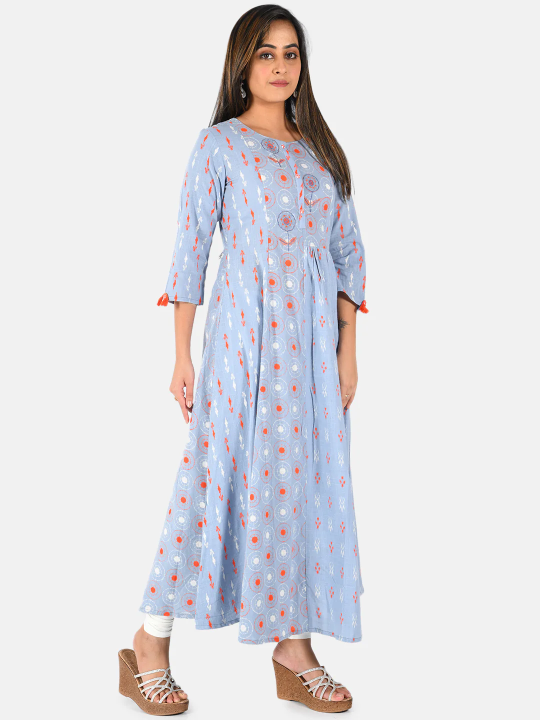 Neerus Women Blue  White Printed Straight Kurta - Image 5
