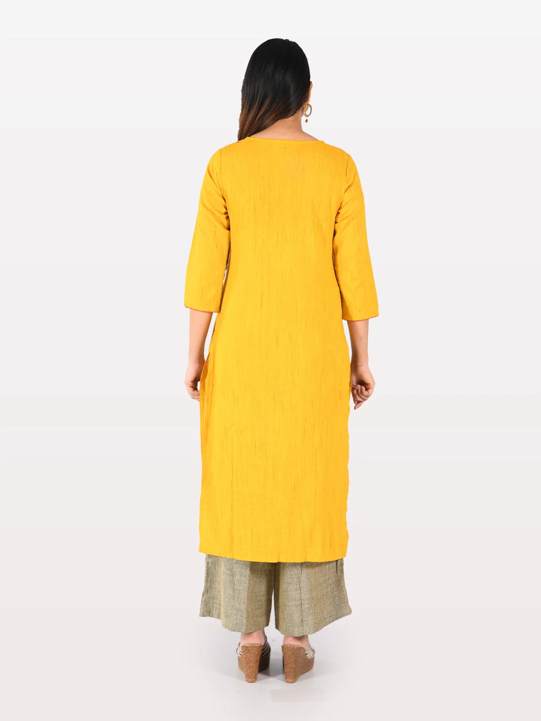 Neerus Women Brown White Embroidered Kurta With Sharara - Image 4
