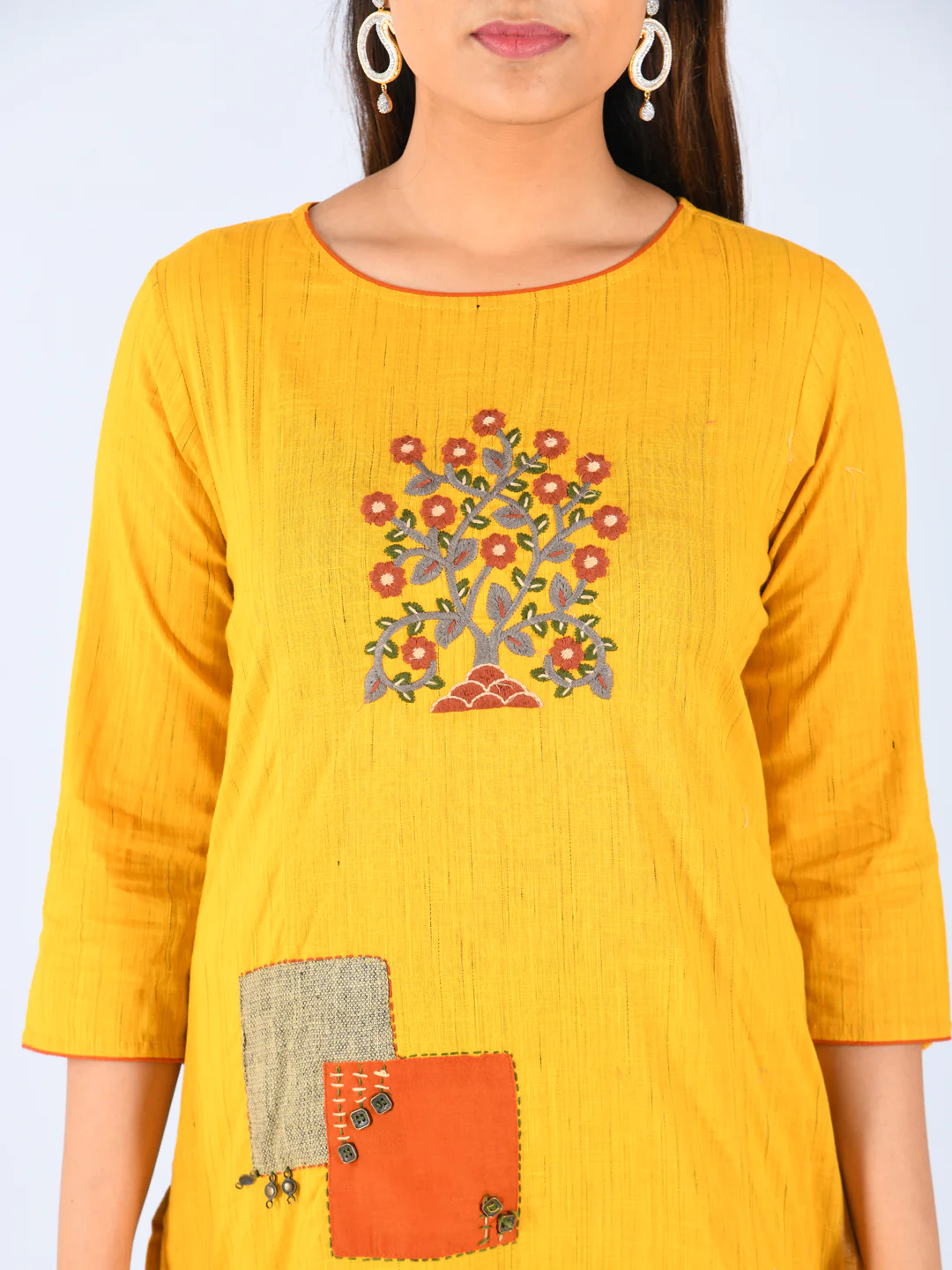 Neerus Women Brown White Embroidered Kurta With Sharara - Image 5