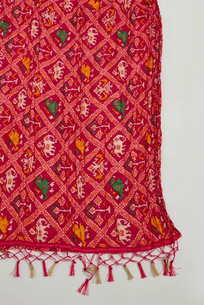 Neerus Women Cream-Coloured Ethnic Motifs Printed Kurta and Trousers With Dupatta - Image 7
