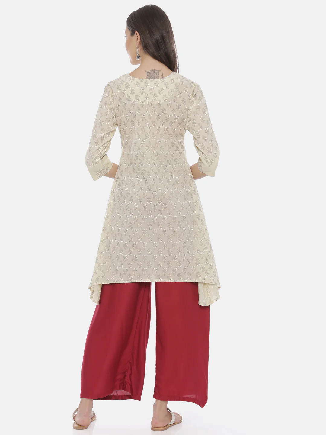 Neerus Women Cream-Coloured Printed A-Line Kurta - Image 4