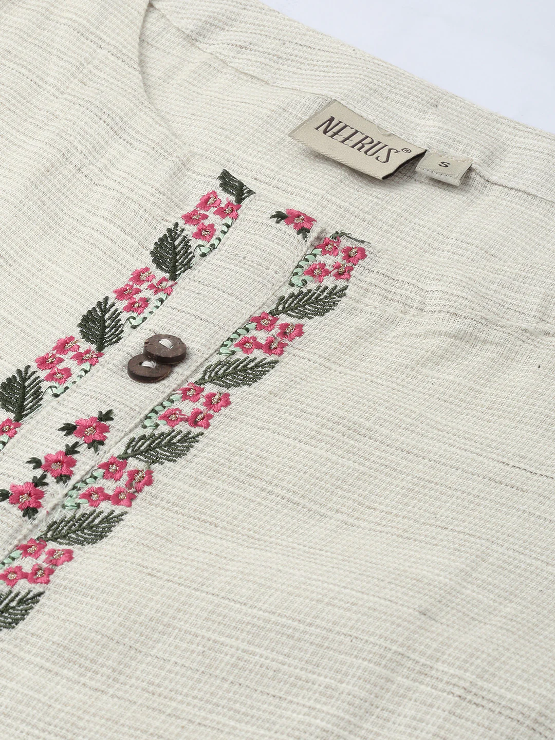 Neerus Women Cream-Coloured Self-Checked A-Line Kurta - Image 2