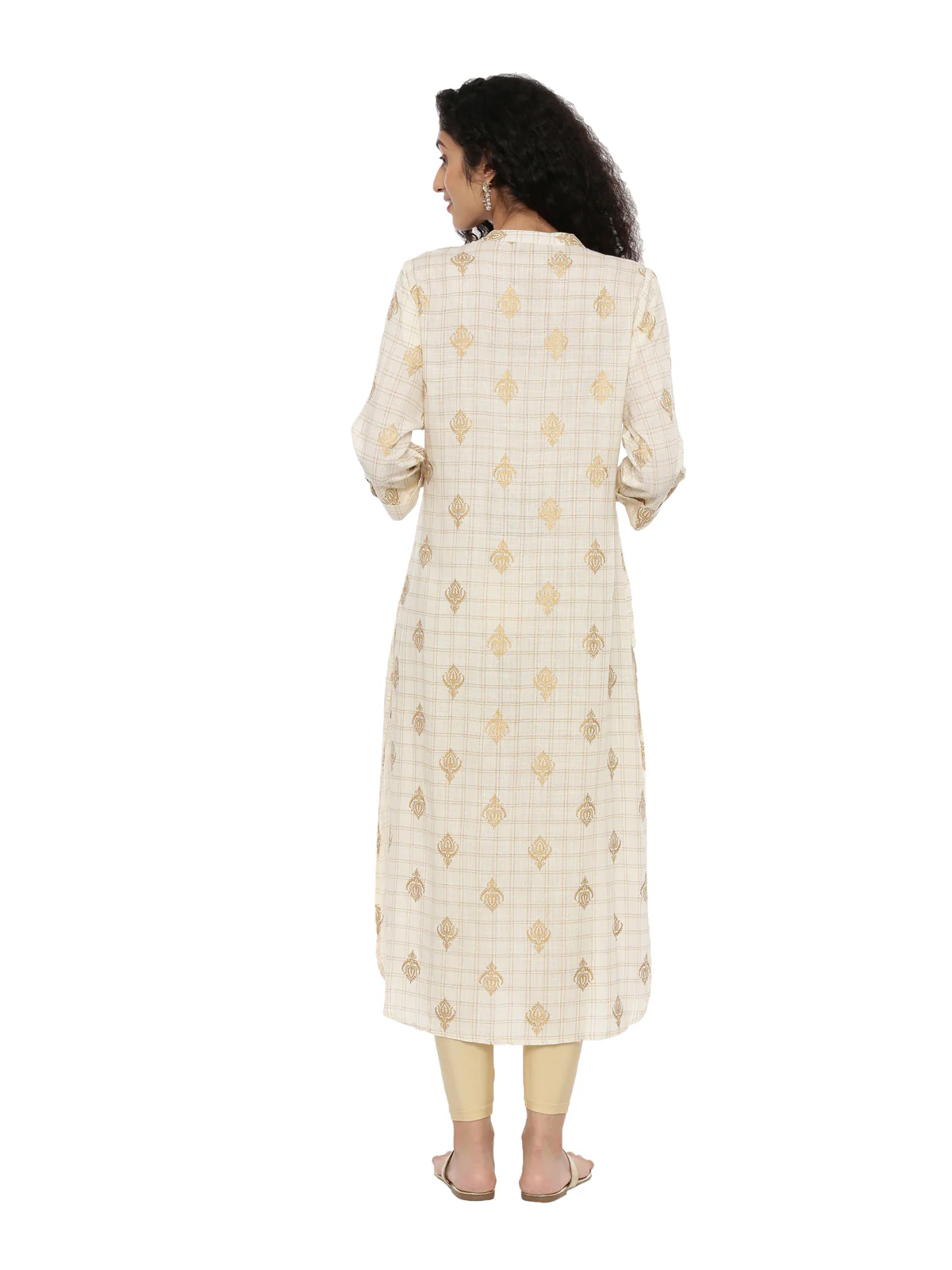 Neerus Women Cream-Coloured Thread Work Kurta - Image 3
