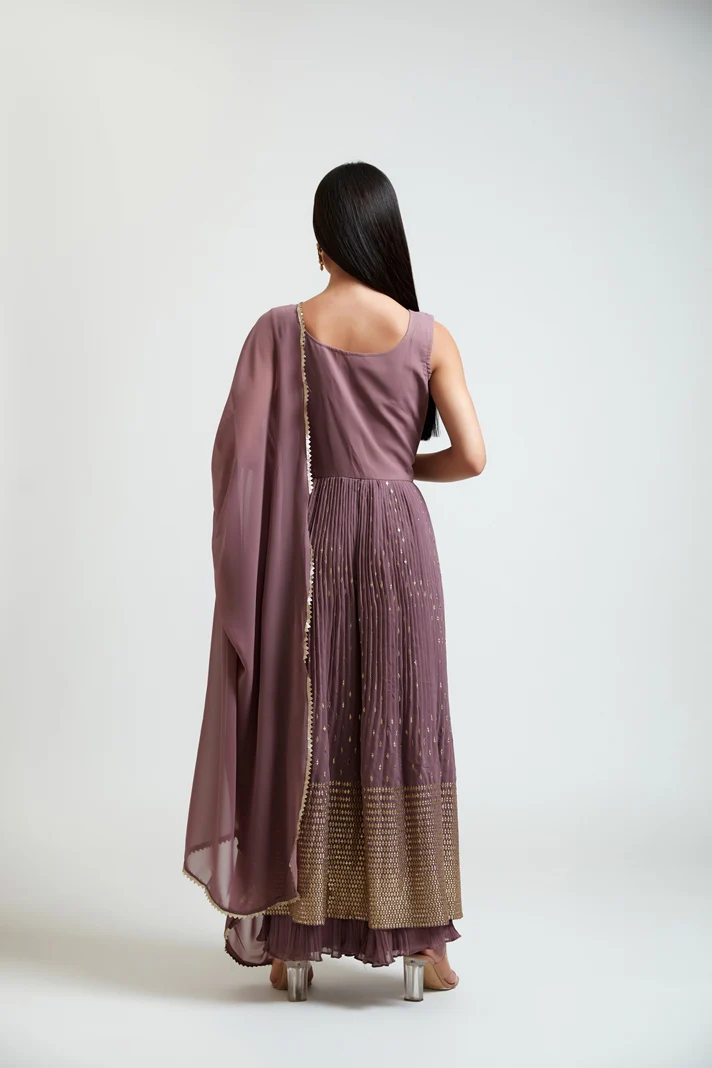 Neerus Women Georgette Onion Kurta Set - Image 3