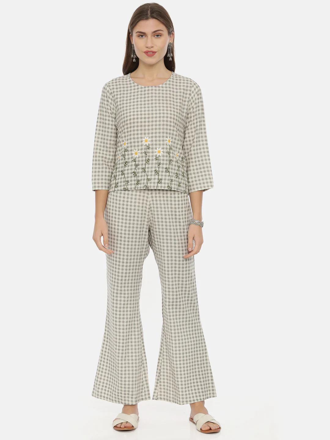 Neerus Women Gray Color Flex Fabric Tunic Set - Image 6