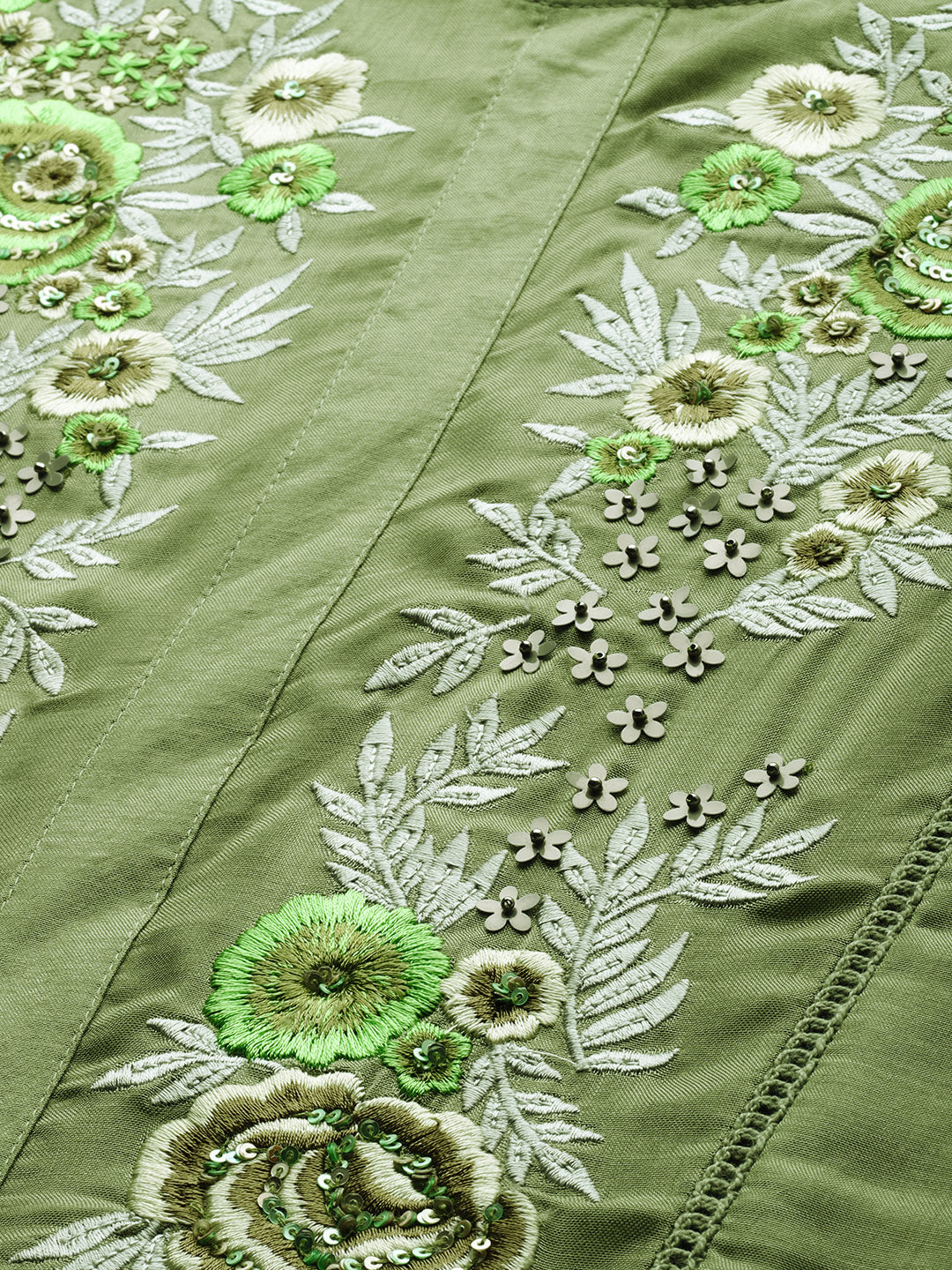 Neerus Women Green Embroidered A-Line Kurta - Image 2
