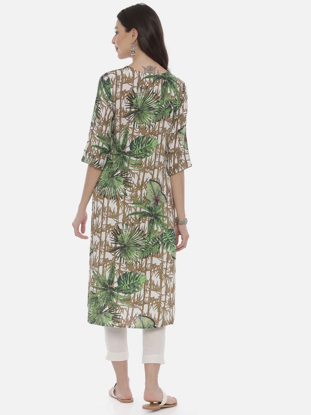 Neerus Women Green Printed A-Line Kurta - Image 5