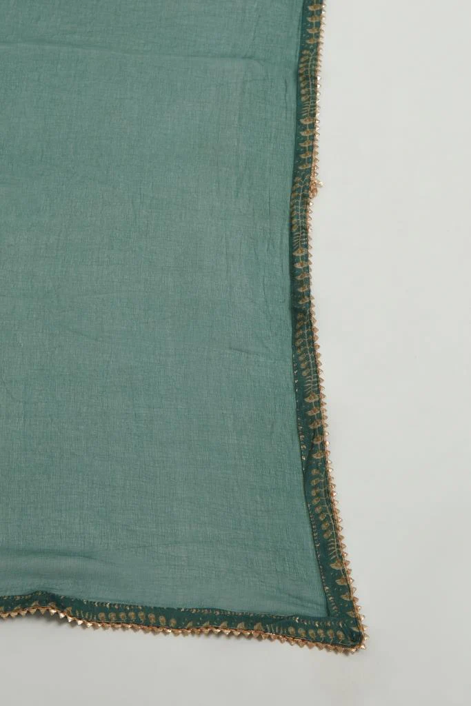 Neerus Women Green Printed Kurta with Trousers With Dupatta - Image 7