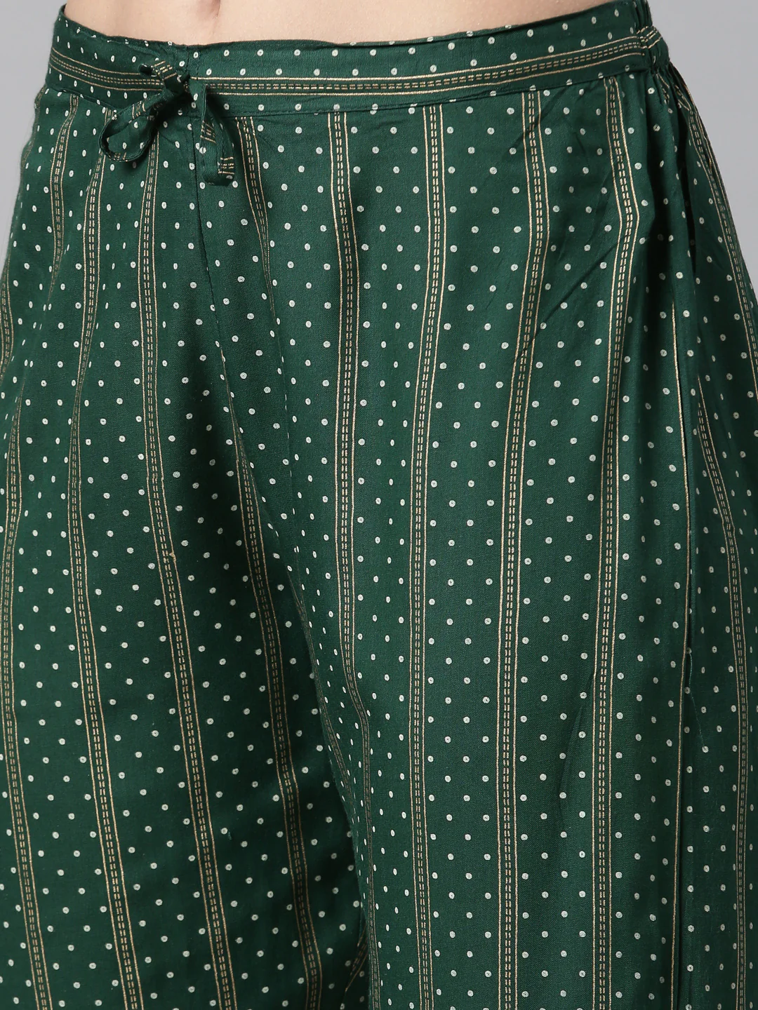 Neerus Women Green Silver Bandhani Embroidered Kurta With Trousers With Dupatta - Image 6