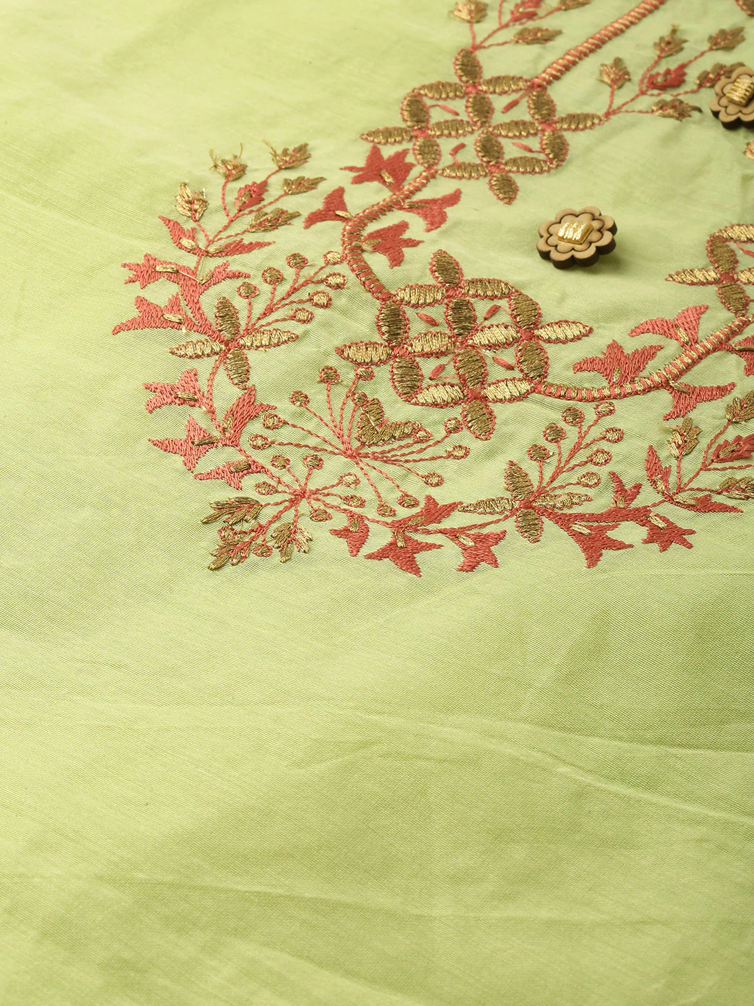 Neerus Women Green Solid Straight Kurta With Embroidered Detailing - Image 2