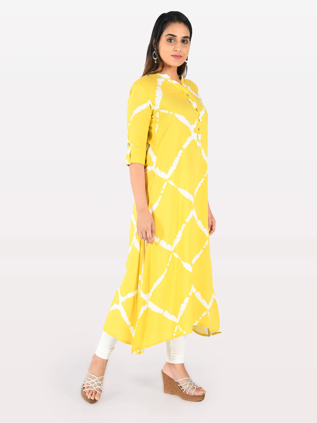 Neerus Women L Yellow Color Rayon Fabric Tunic "50" - Image 3