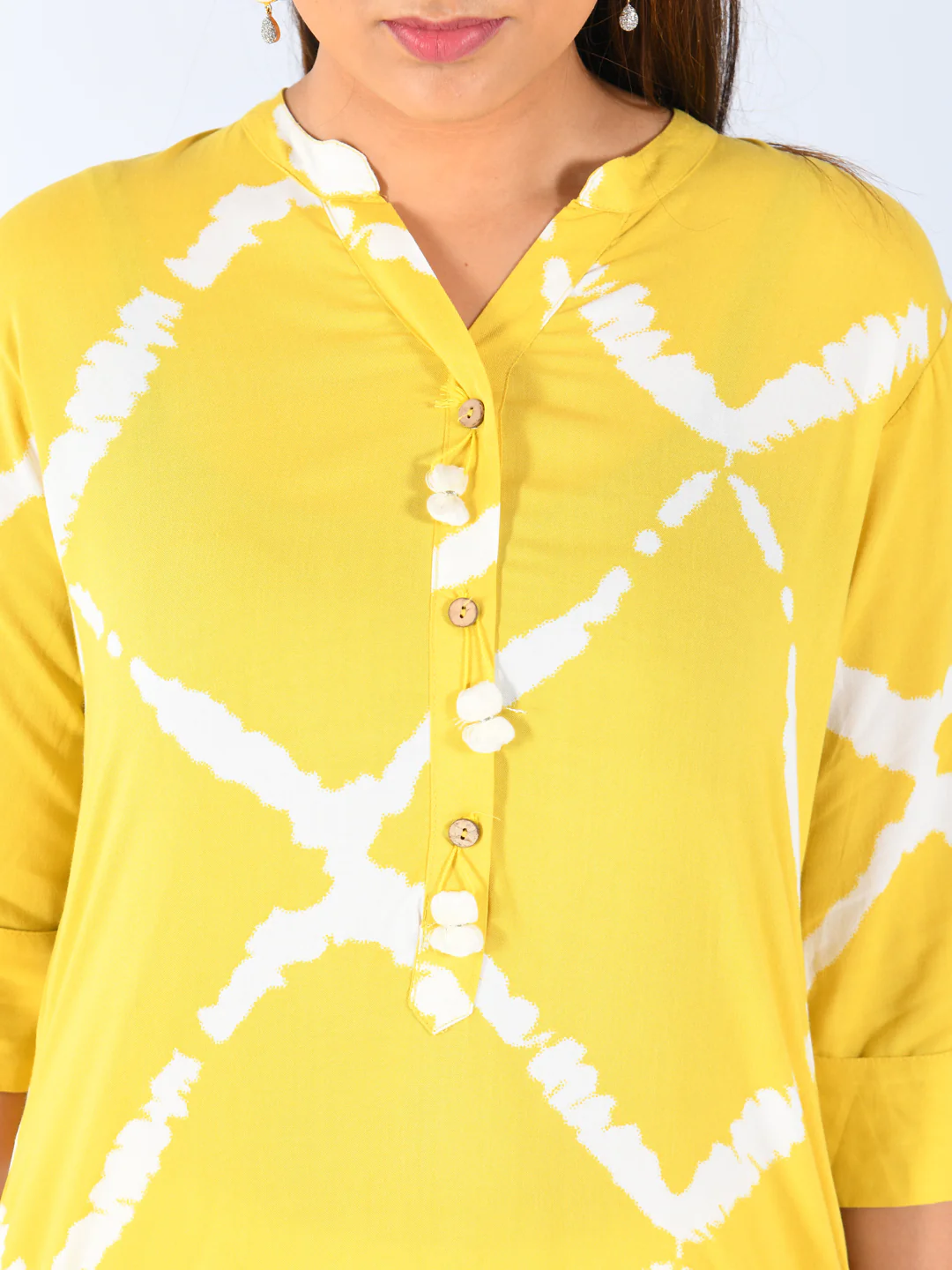 Neerus Women L Yellow Color Rayon Fabric Tunic "50" - Image 4