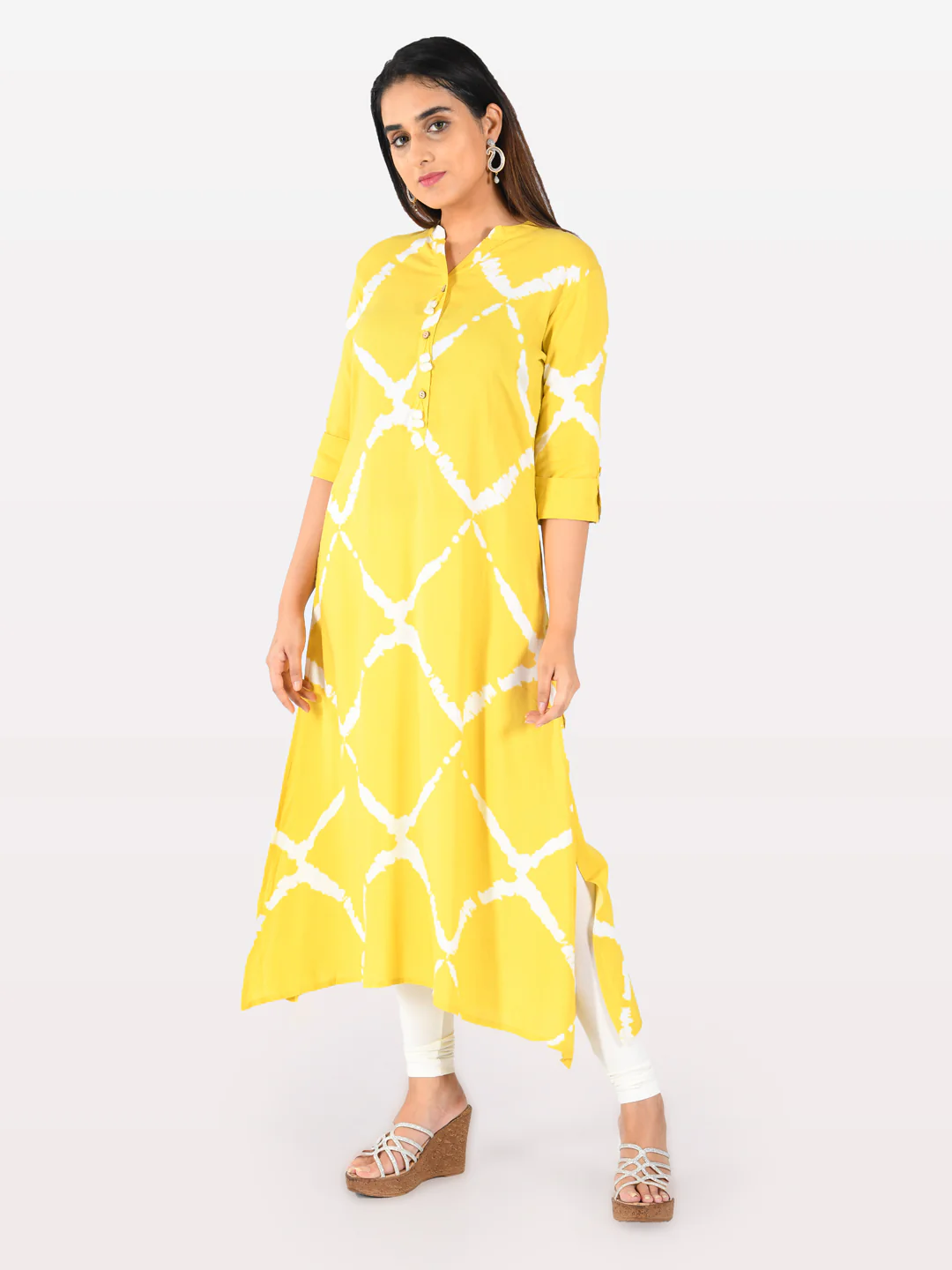 Neerus Women L Yellow Color Rayon Fabric Tunic "50" - Image 5