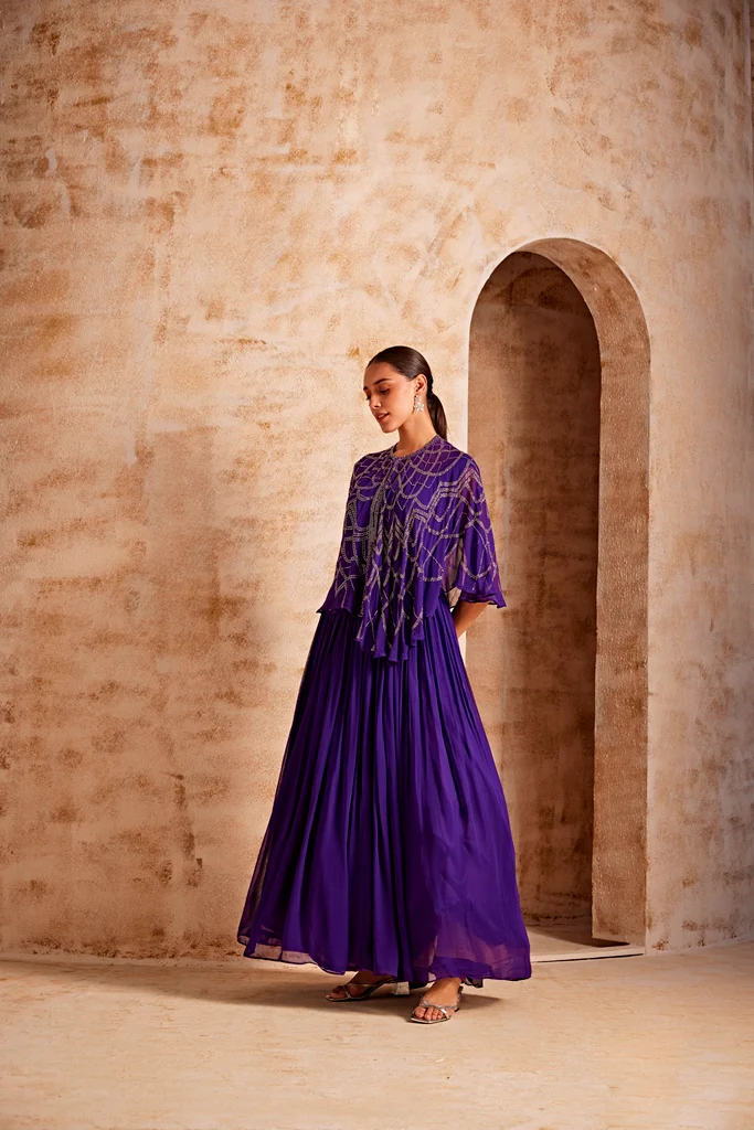 Neerus Women Lavender Color Georgette Fabric Ghagra Set - Image 3