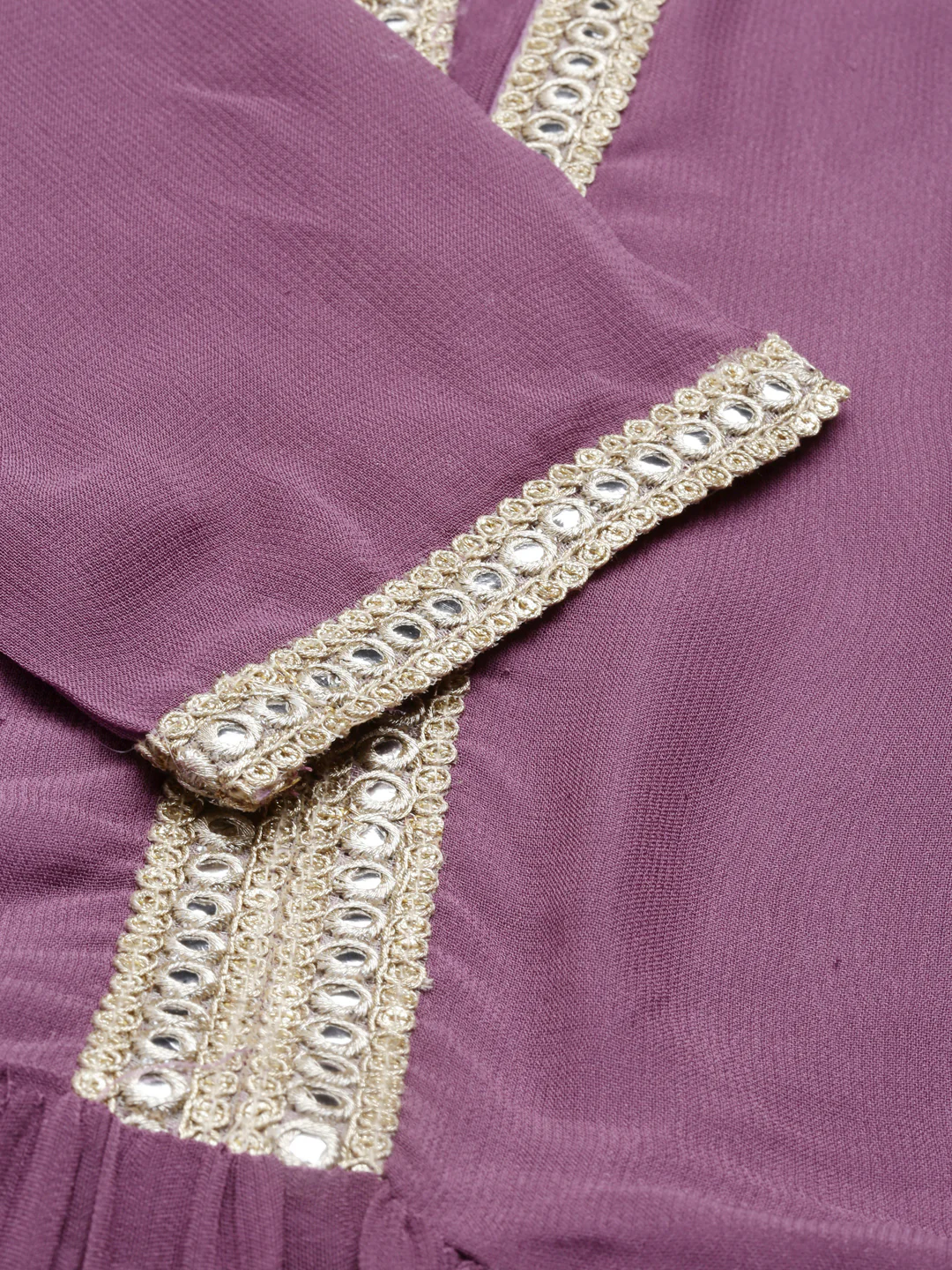 Neerus Women Lavender Thread Work Georgette Anarkali Kurta - Image 6