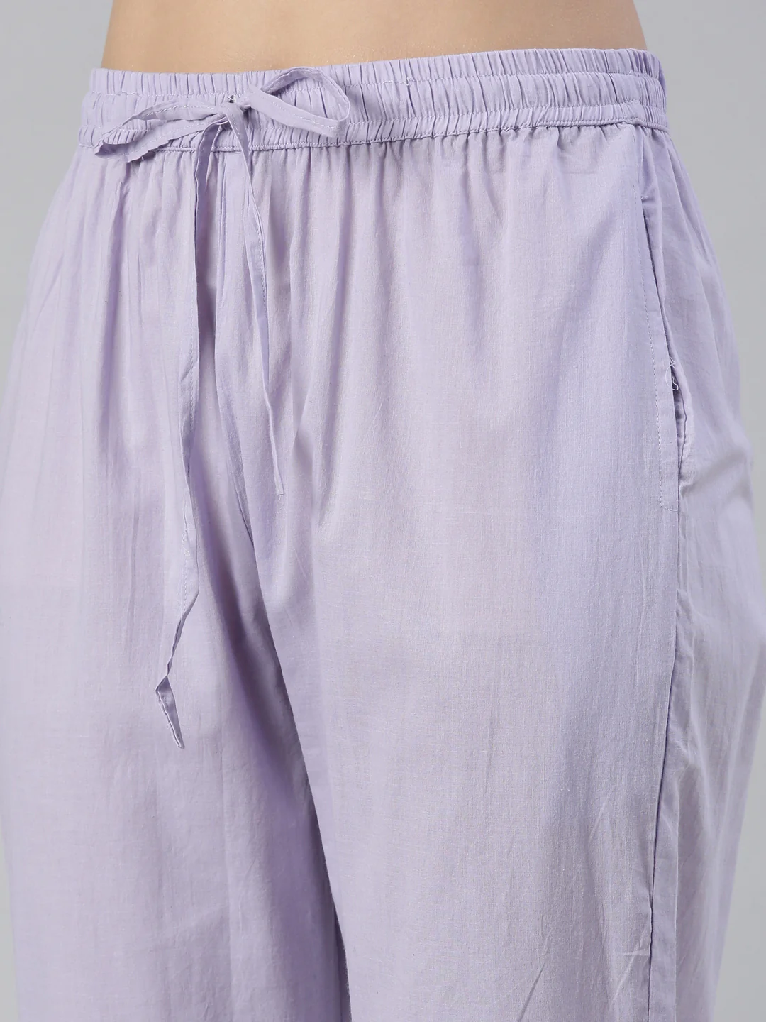Neerus Women Lavender Yoke Design Calf Length Kurta And Trousers With Dupatta - Image 6