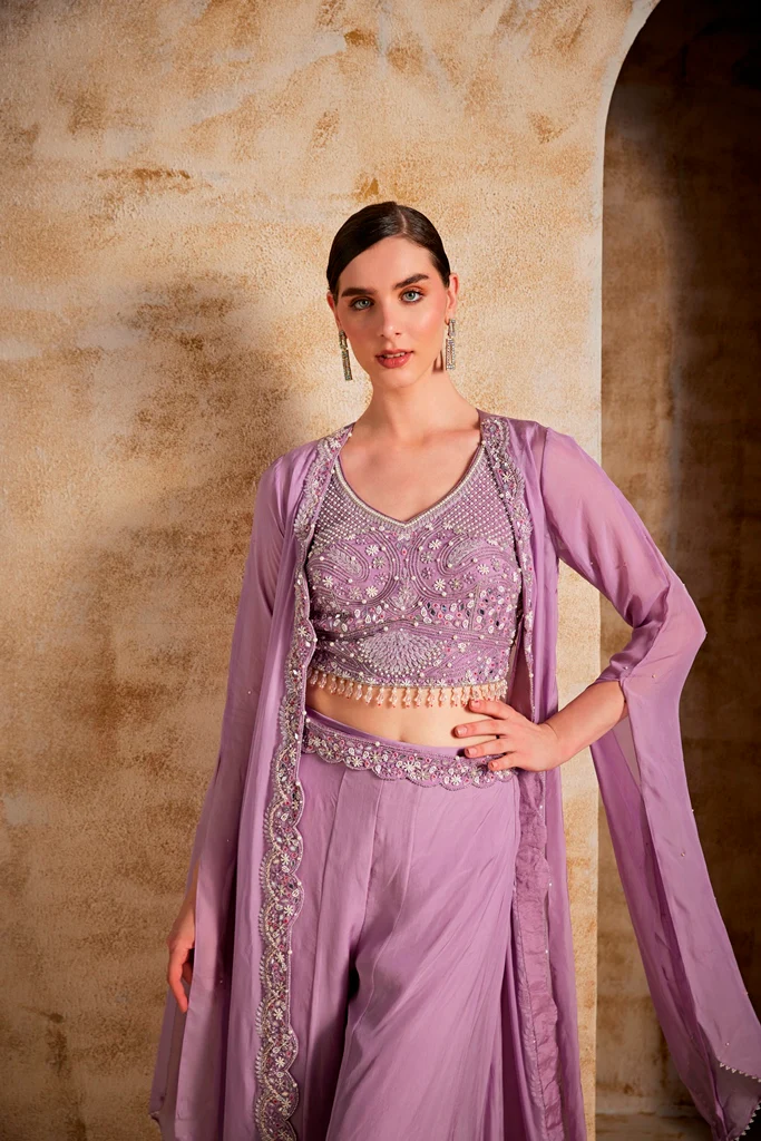 Neerus Women Lilac Color Suit Set