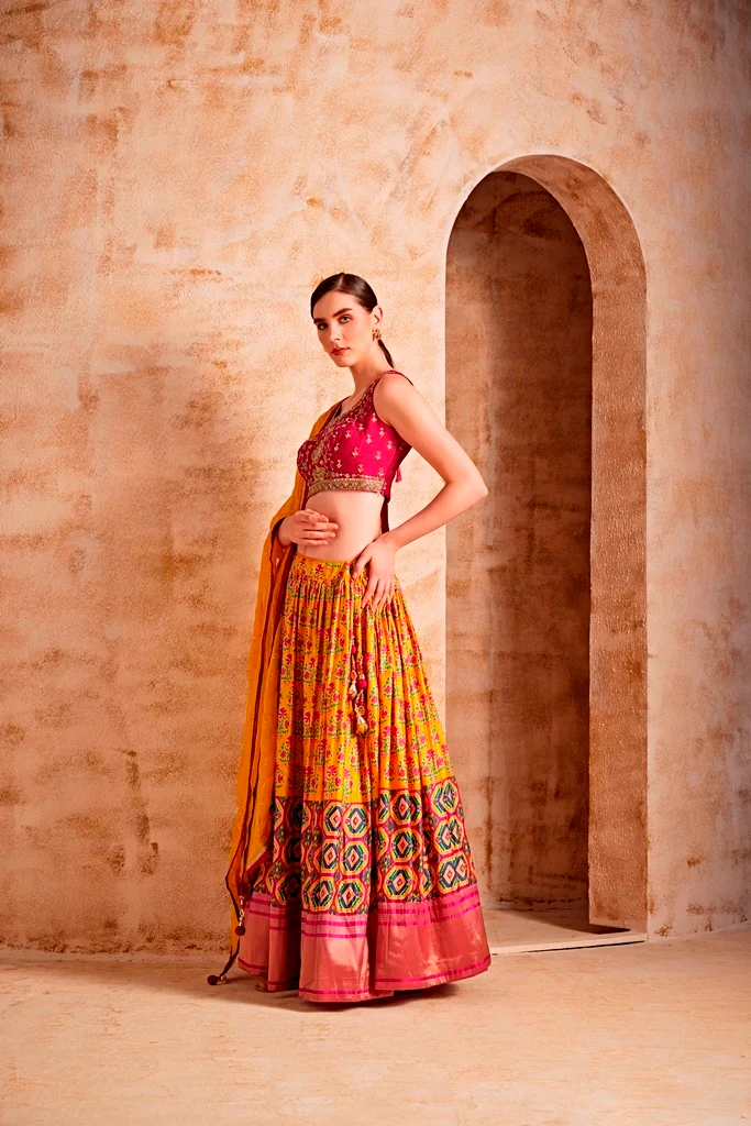Neerus Women Magenta Color Silk Fabric Ghagra Set - Image 3