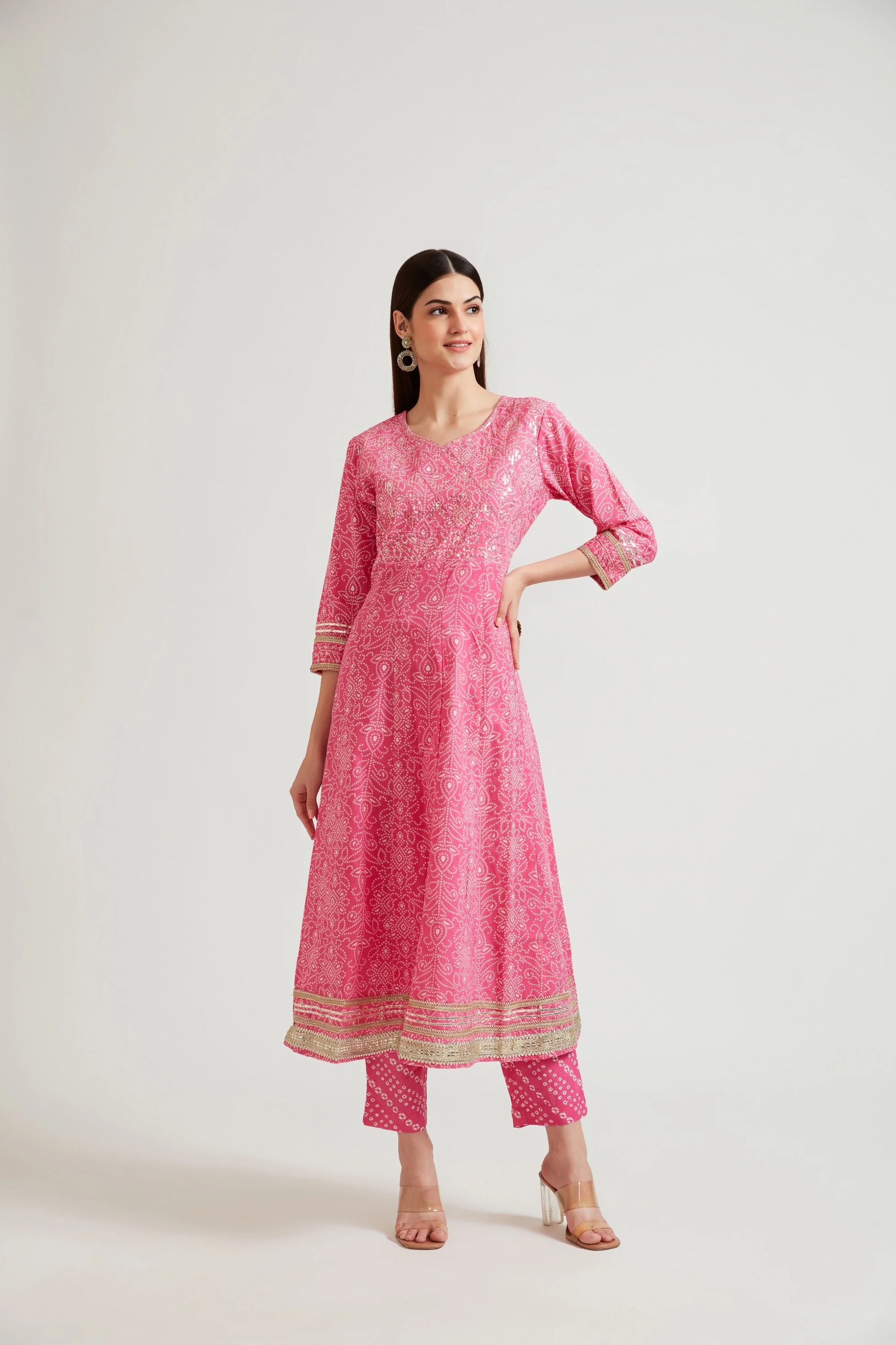 Neerus Women Magenta Sequinned Kurta with Churidar  With Dupatta - Image 4