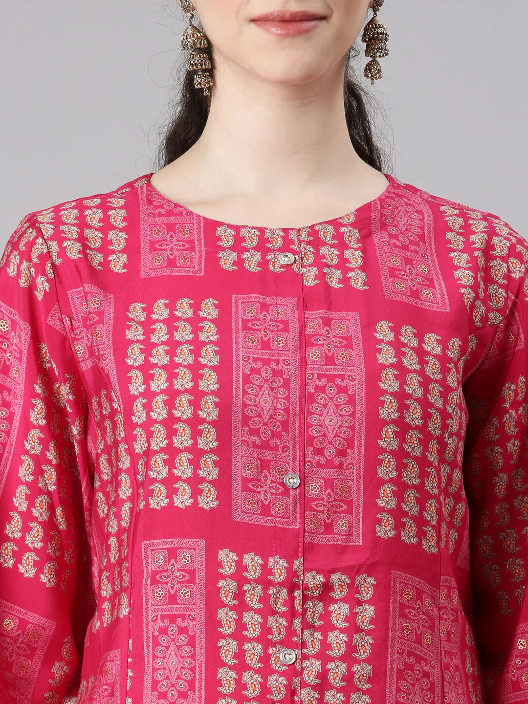 Neerus Women Magenta Straight Kurta and Trousers With Dupatta - Image 4