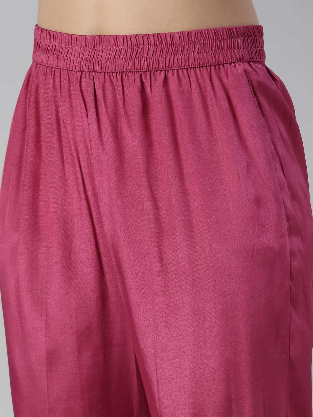 Neerus Women Magenta Yoke Design Knee Length Kurta And Trousers With Dupatta - Image 7