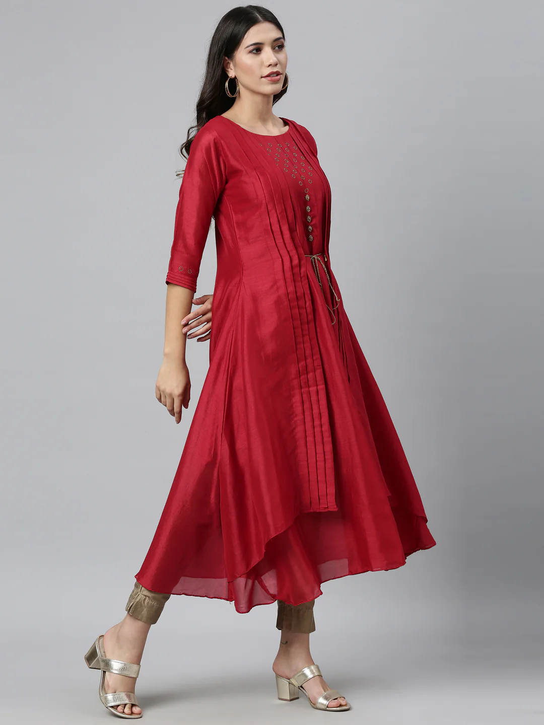 Neerus Women Maroon Anarkali Kurta - Image 3