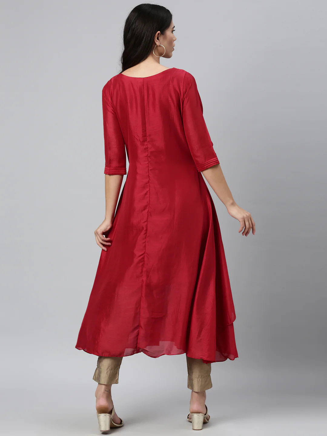 Neerus Women Maroon Anarkali Kurta - Image 4