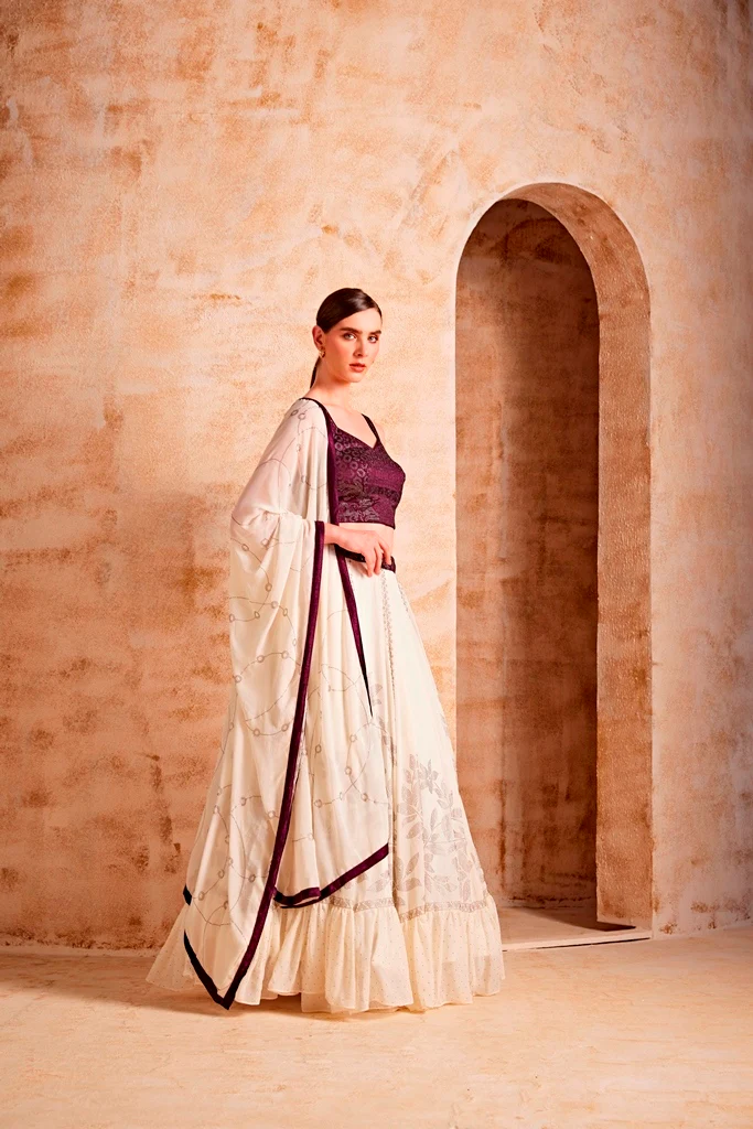 Neerus Women Maroon Colour Ghagra Set - Image 2