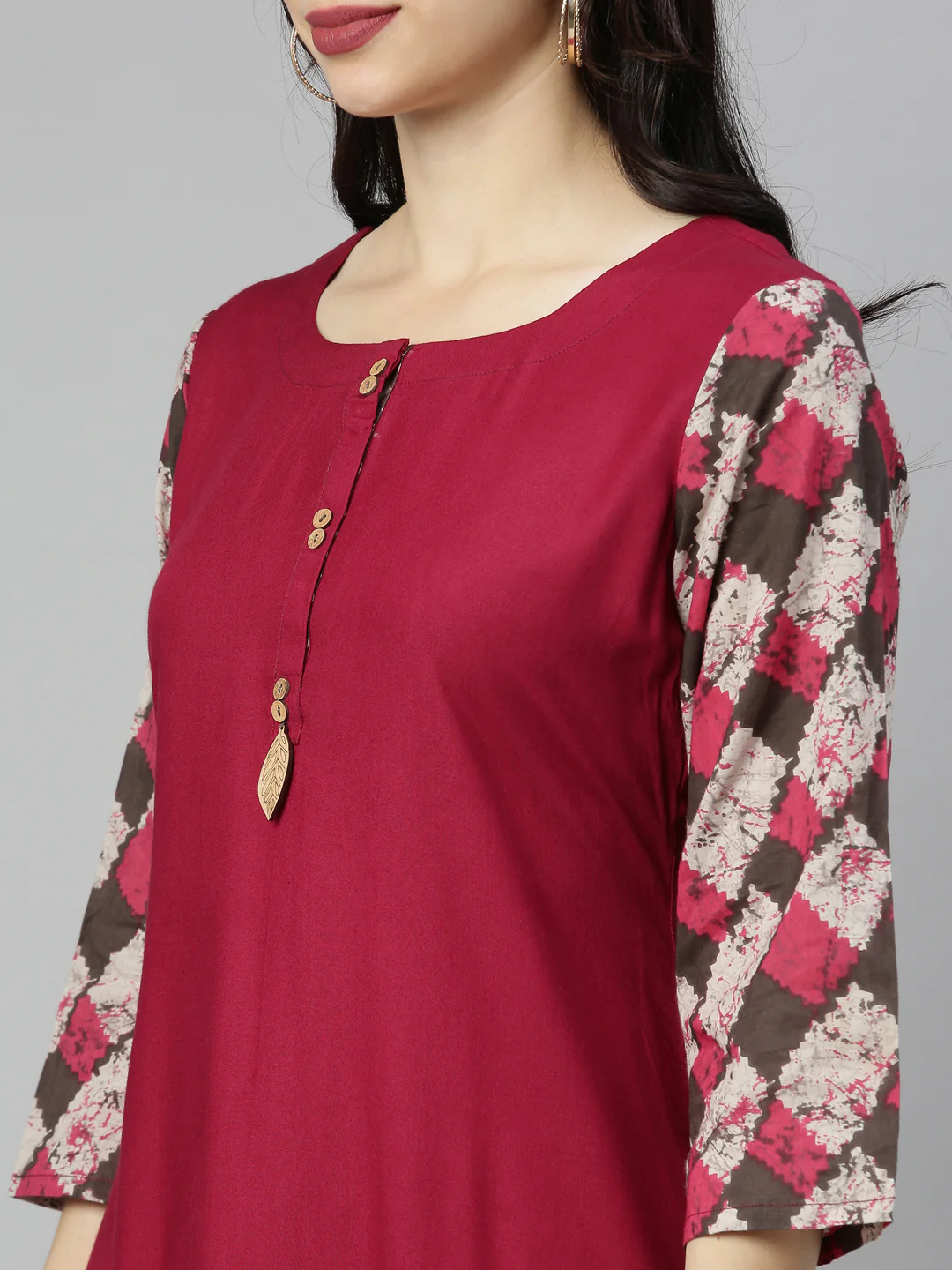 Neerus Women Maroon Flared Sleeves Kurta - Image 2