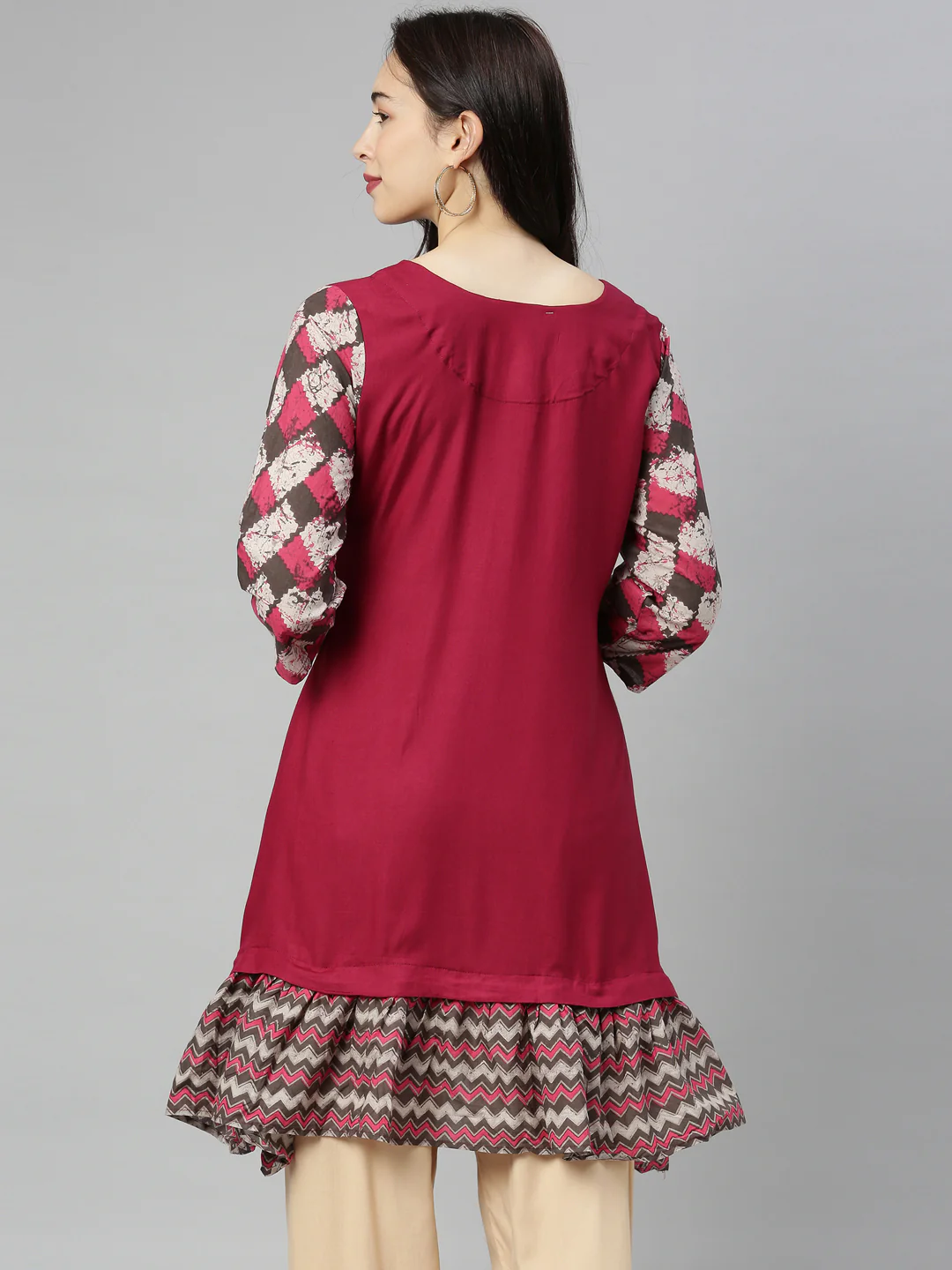 Neerus Women Maroon Flared Sleeves Kurta - Image 6