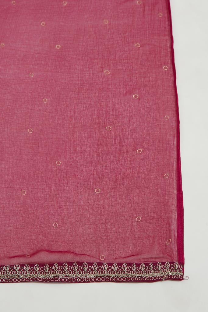 Neerus Women Maroon Printed Silk Georgette Kurta with Trouser and Dupatta - Image 7
