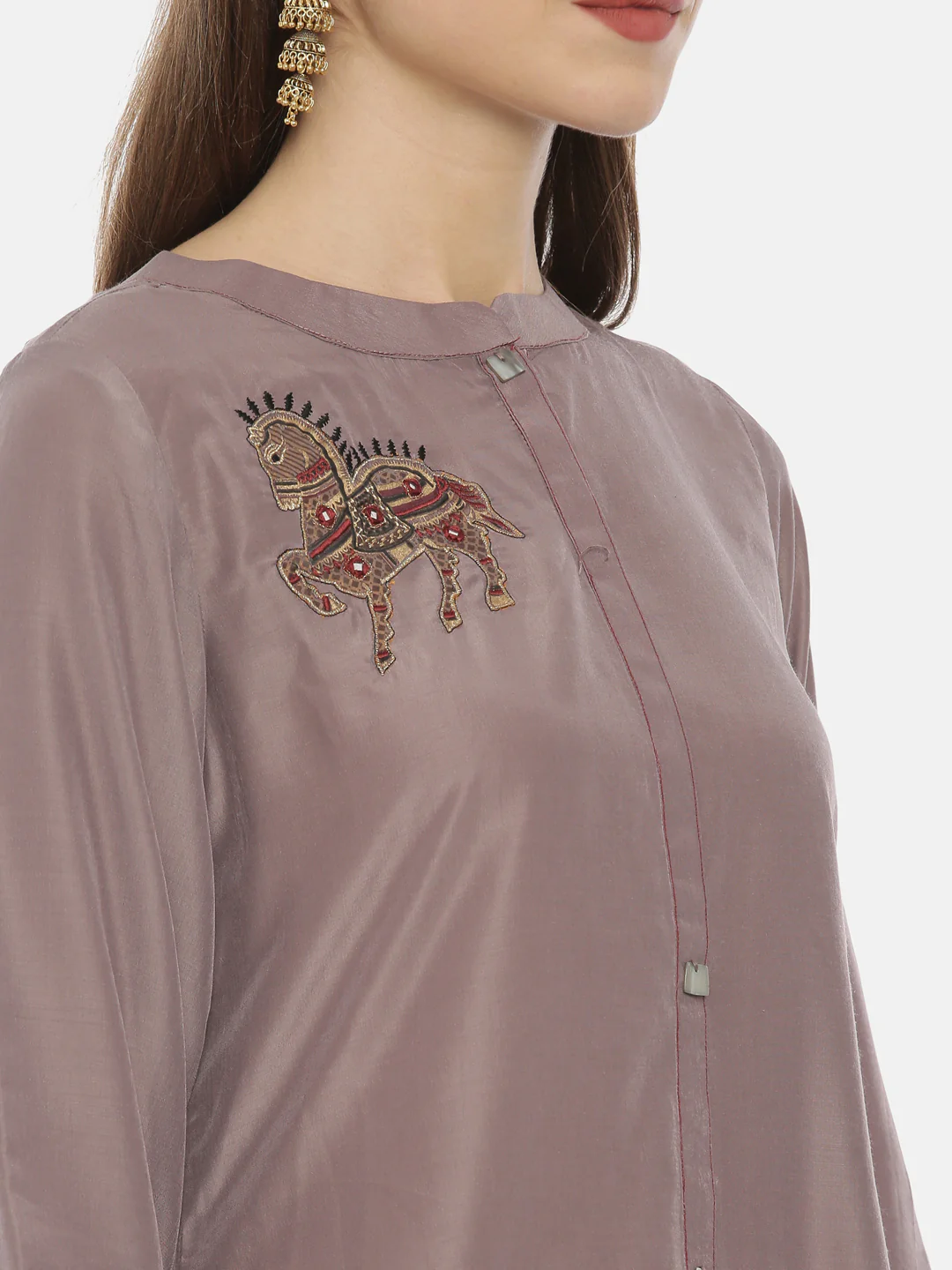 Neerus Women Mauve Embroidered Straight Kurta with phant - Image 5
