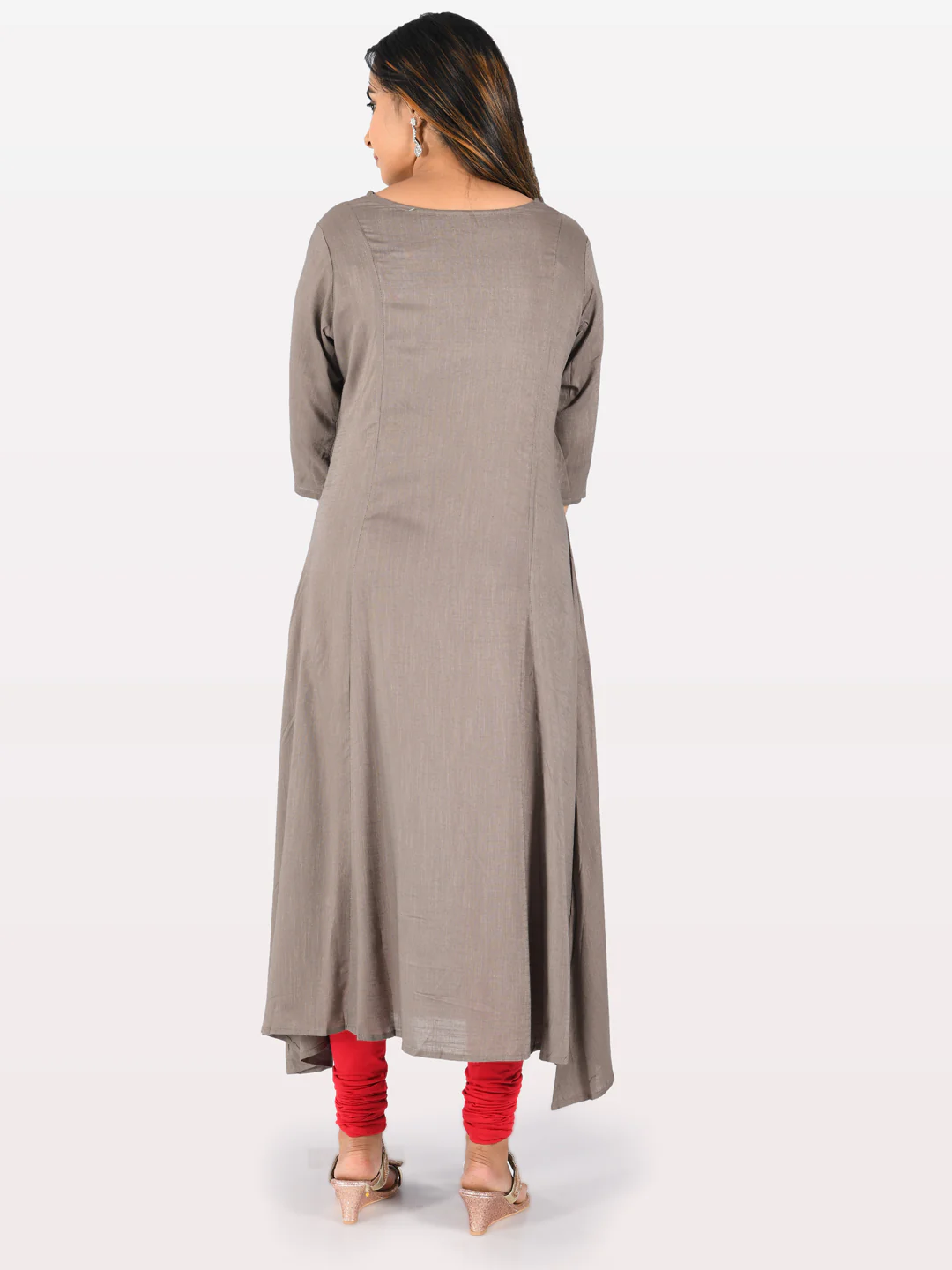 Neerus Women Mouse Color Slub Rayon Fabric Tunic "48" - Image 2